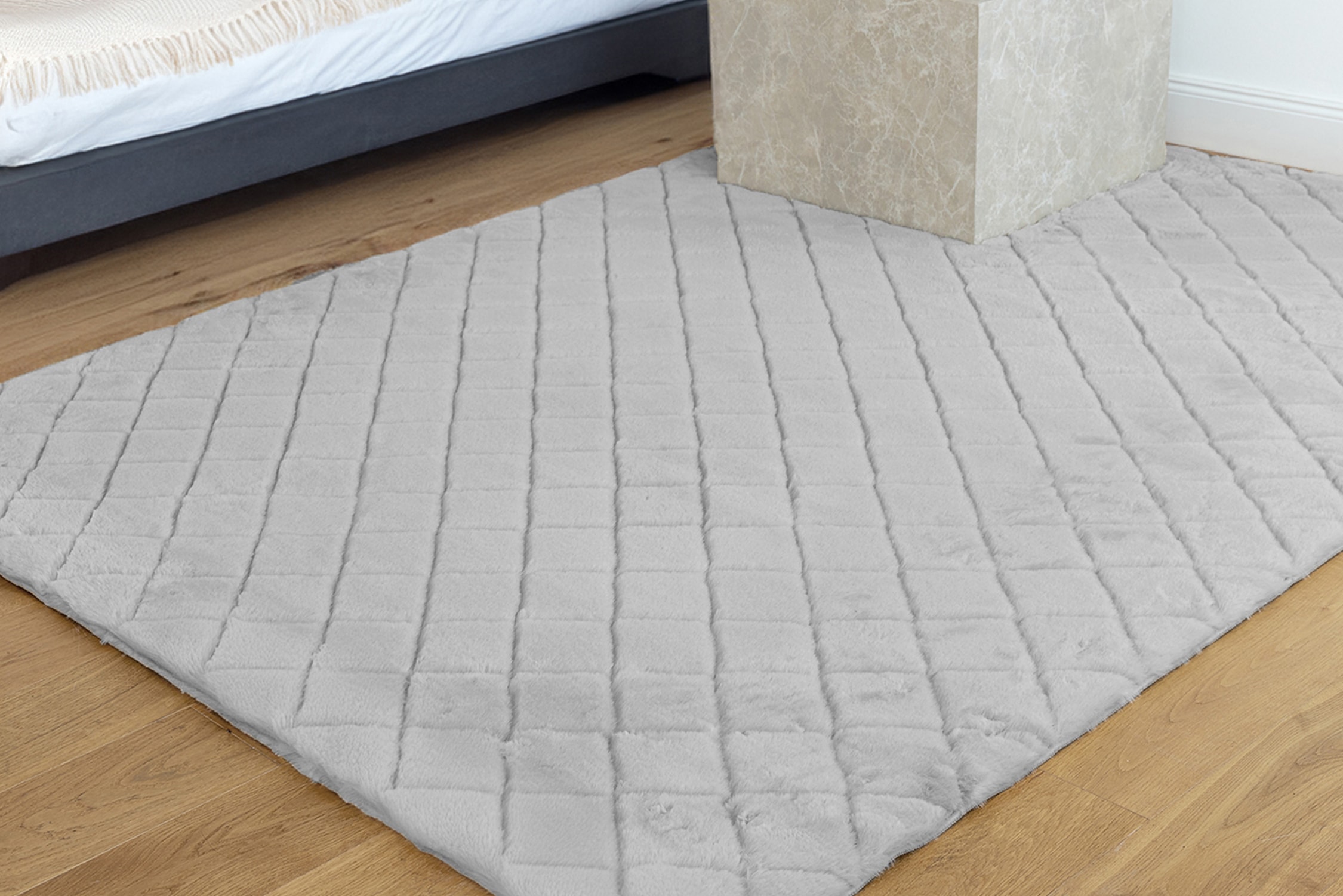 Teppich PADIRO, B:200cm H:30mm L:290cm, grau, Polyester, Wohnzimmer, Teppiche, "Imala 125", Besonders weiche Haptik, flauschig, geprägtes Muster