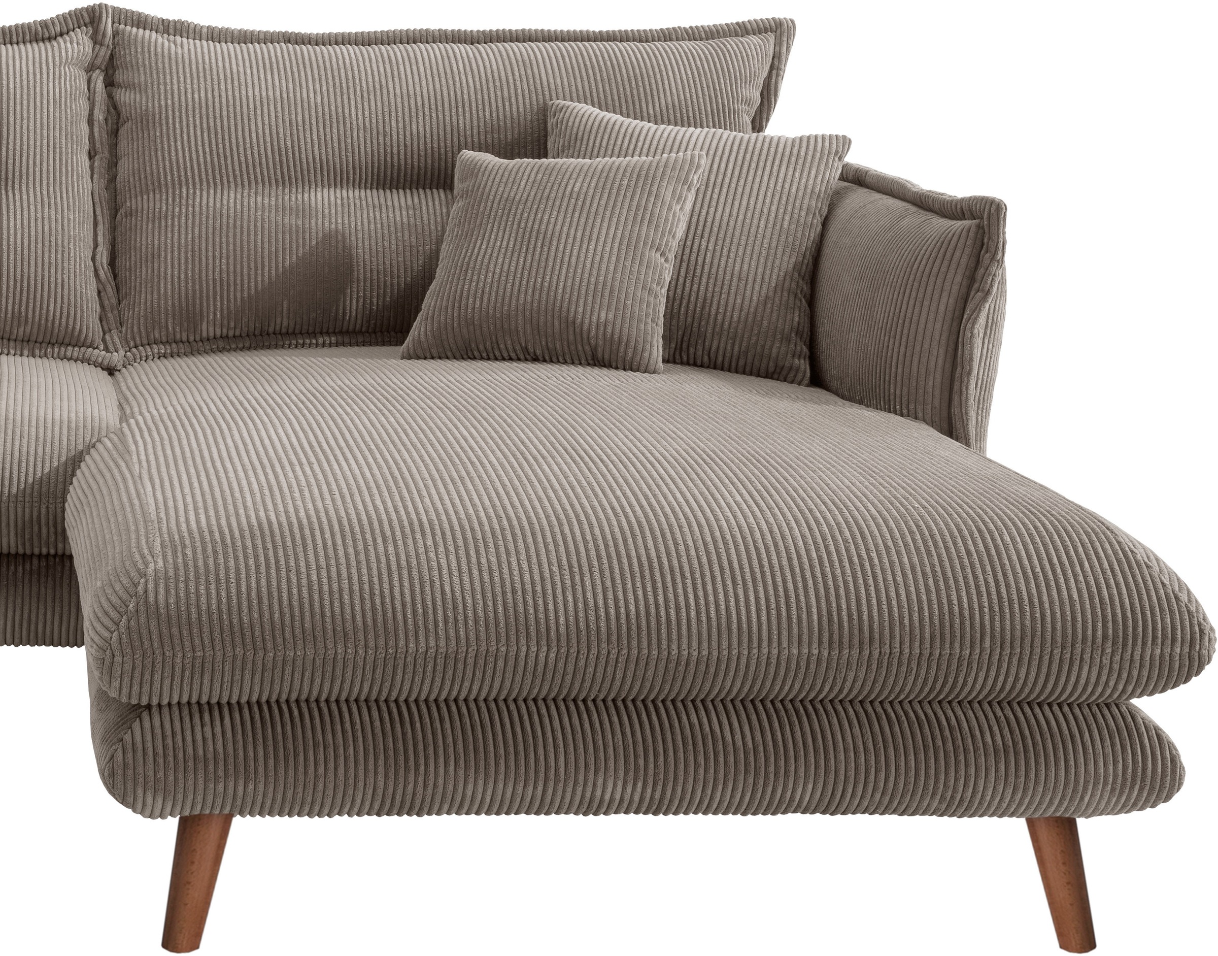 INOSIGN Ecksofa »Lazio modern und bequem, schmale Armlehnen, tolle Detailverarbeitung«, zwei verschiedene Fußfarben wählbar