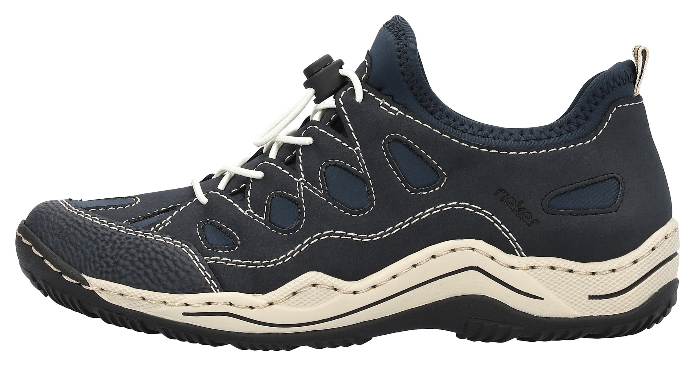 Slip-On Sneaker RIEKER, Damen, Gr. 42, blau (nachtblau), Nubuklederimitat, Textil, Schuhe, Trekking Schuh, Freizeitschuh, Slipper mit Wechselfußbett, Topseller 3