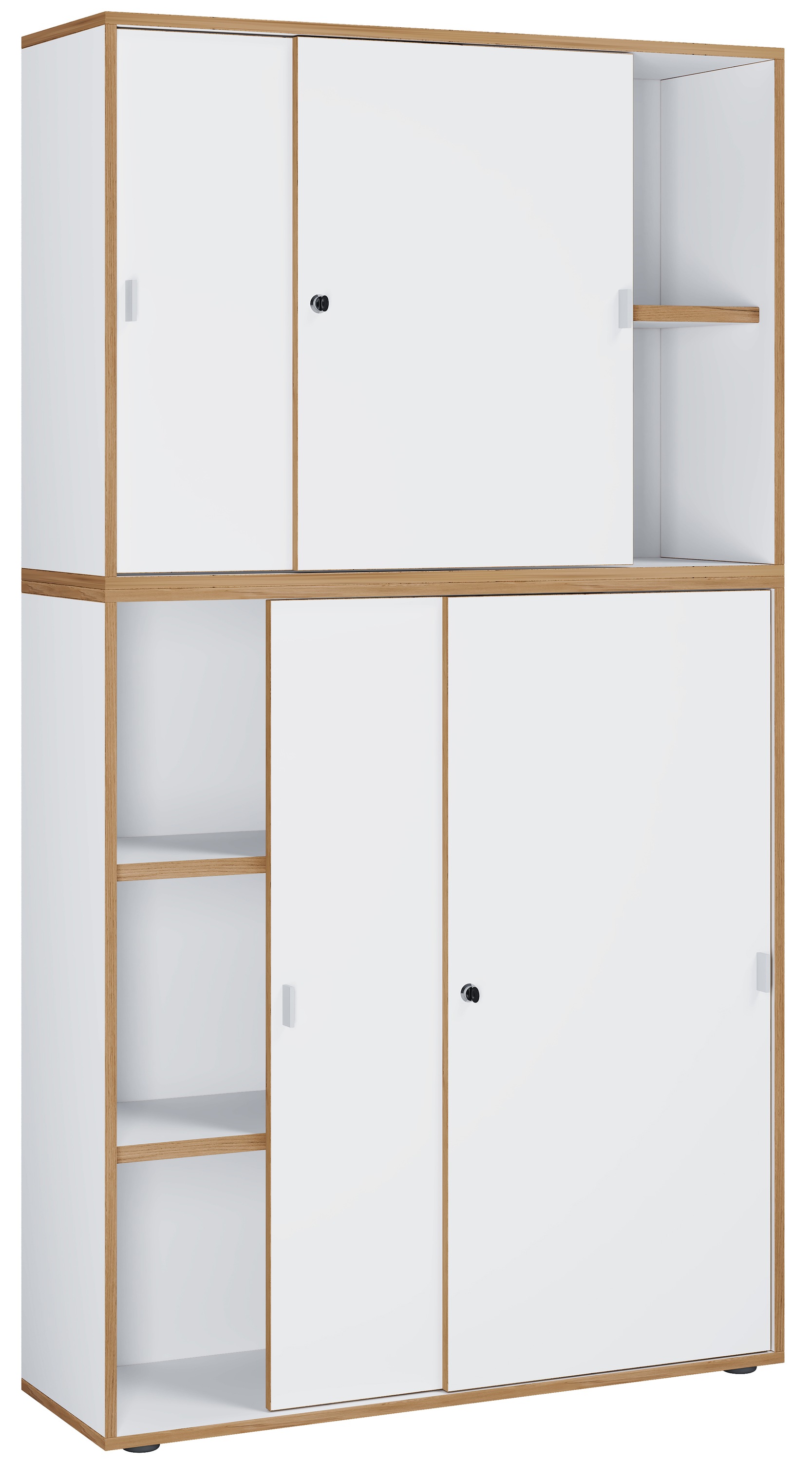 VCM Aktenschrank »VCM Holz Büroschrank Ordner Aktenschrank Büromöbel Schrank Salia 5-fach Breite 100 cm Schiebetüren«, (1 St.)