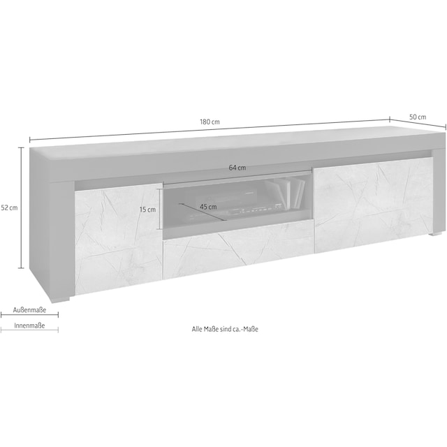 Home affaire Lowboard »Stone Marble«, mit einem edlen Marmor-Optik Dekor,  Breite 180 cm kaufen | BAUR