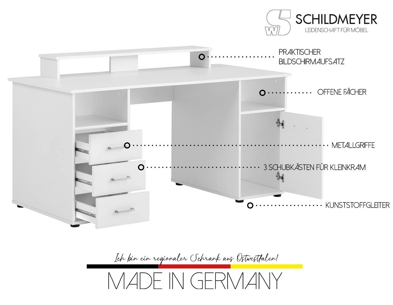 Thumbnail - Schildmeyer Schreibtisch "Baku" Breite 150 cm, Made in Germany