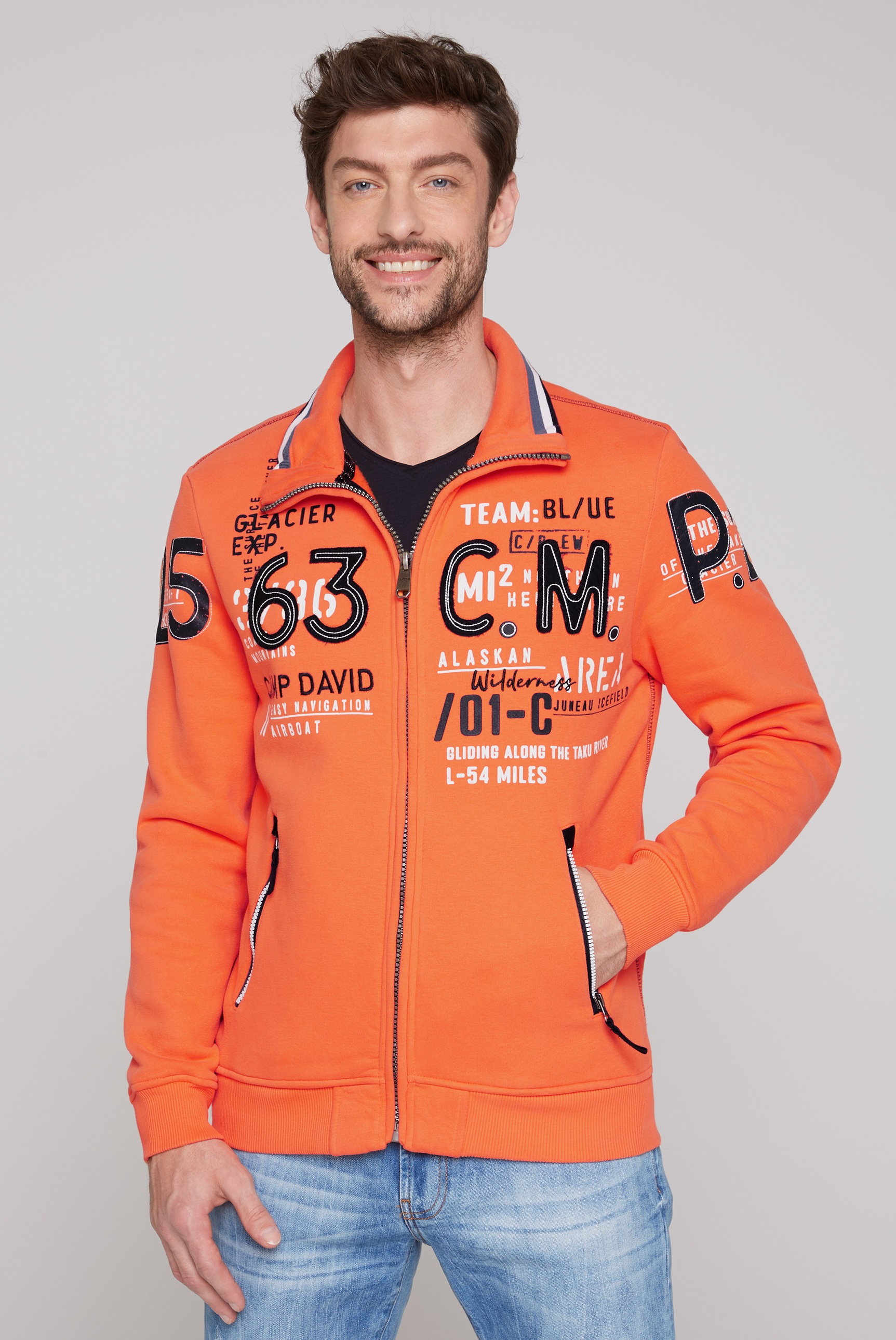 CAMP DAVID Sweatjacke, mit Stehkragen
