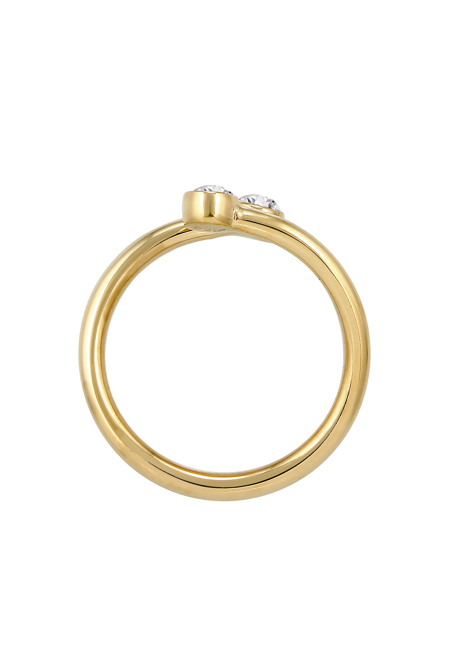 Elli Fingerring »Wickelring Glas Kristalle Weiß 925 Sterling Silber vergoldet«