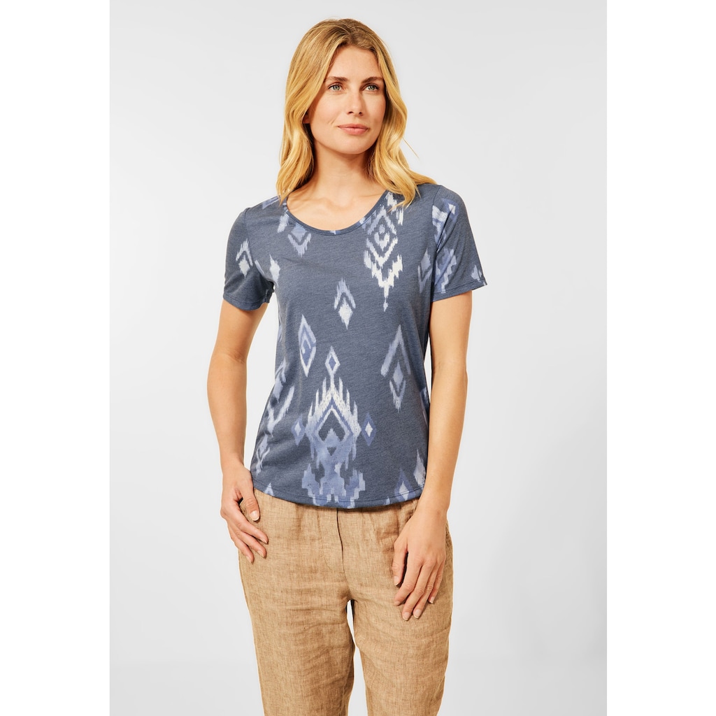Damenmode Shirts & Sweatshirts Cecil T-Shirt, mit allover Print dunkelblau