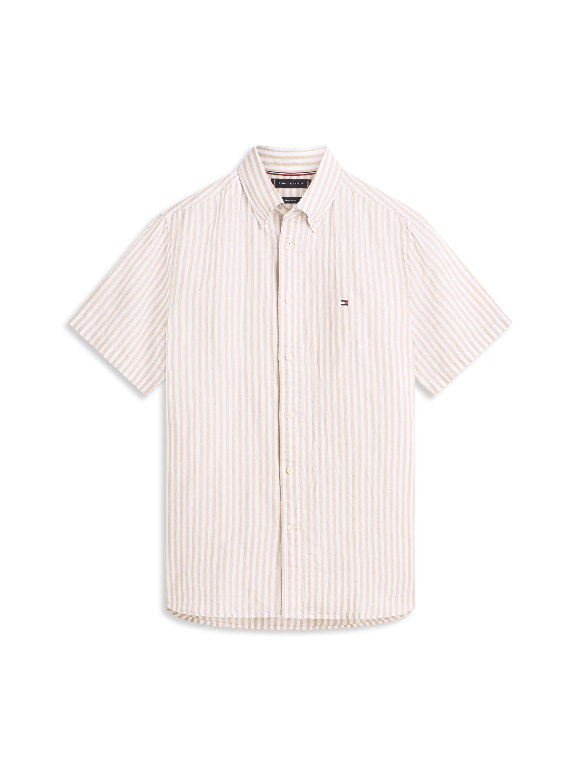 Tommy Hilfiger Kurzarmhemd »LINEN BLEND BENGAL STRIPE« regular fit, gestreift, Button-down-Kragen