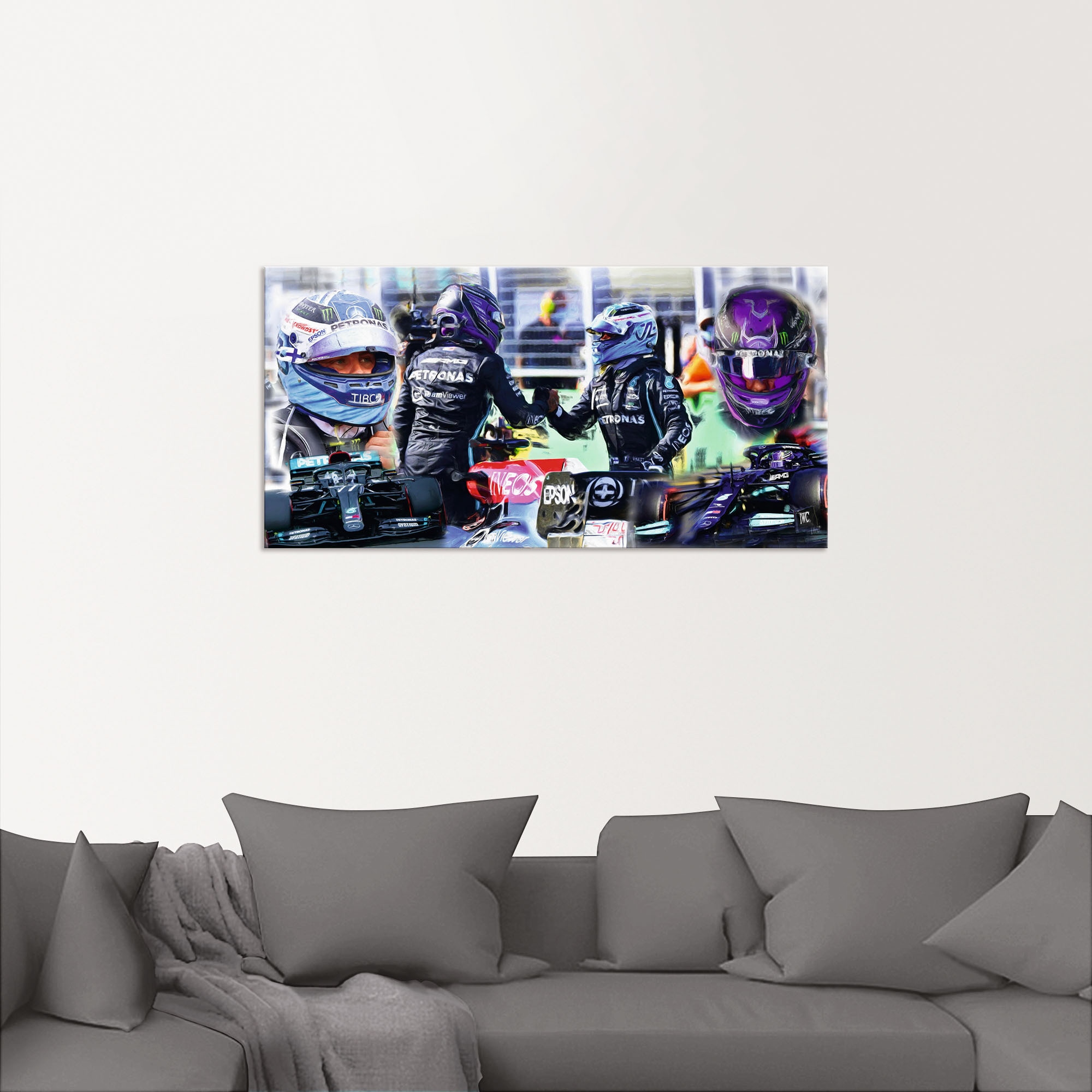 Artland Wandbild »Teamgeist Valtteri Bottas Lewis Hamilton«, Auto, (1 St.), als Alubild, Leinwandbild, Wandaufkleber oder Poster in versch. Größen