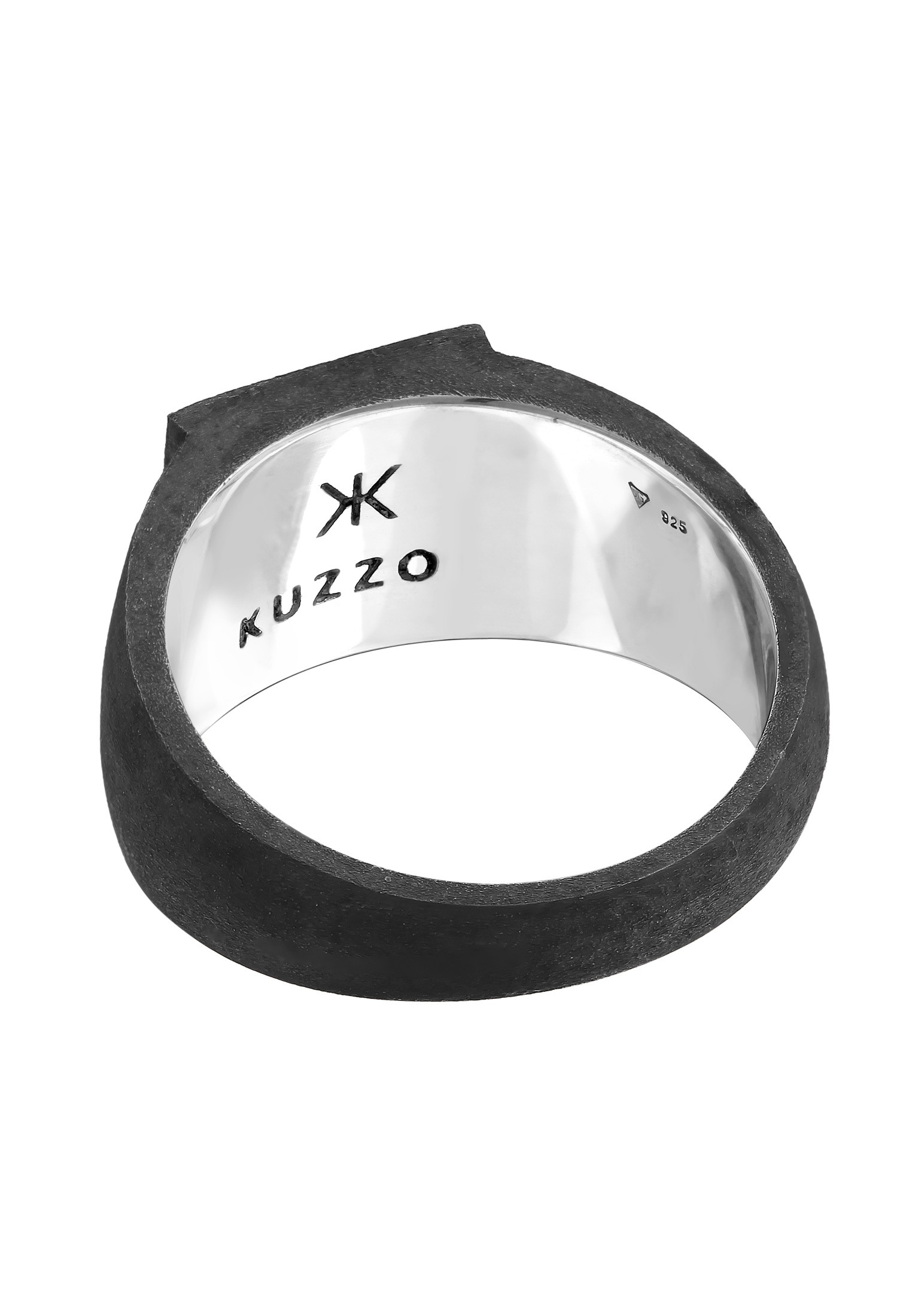 KUZZOI Herren Siegelring Rechteckig Klassik 925 Silber Black 56 3