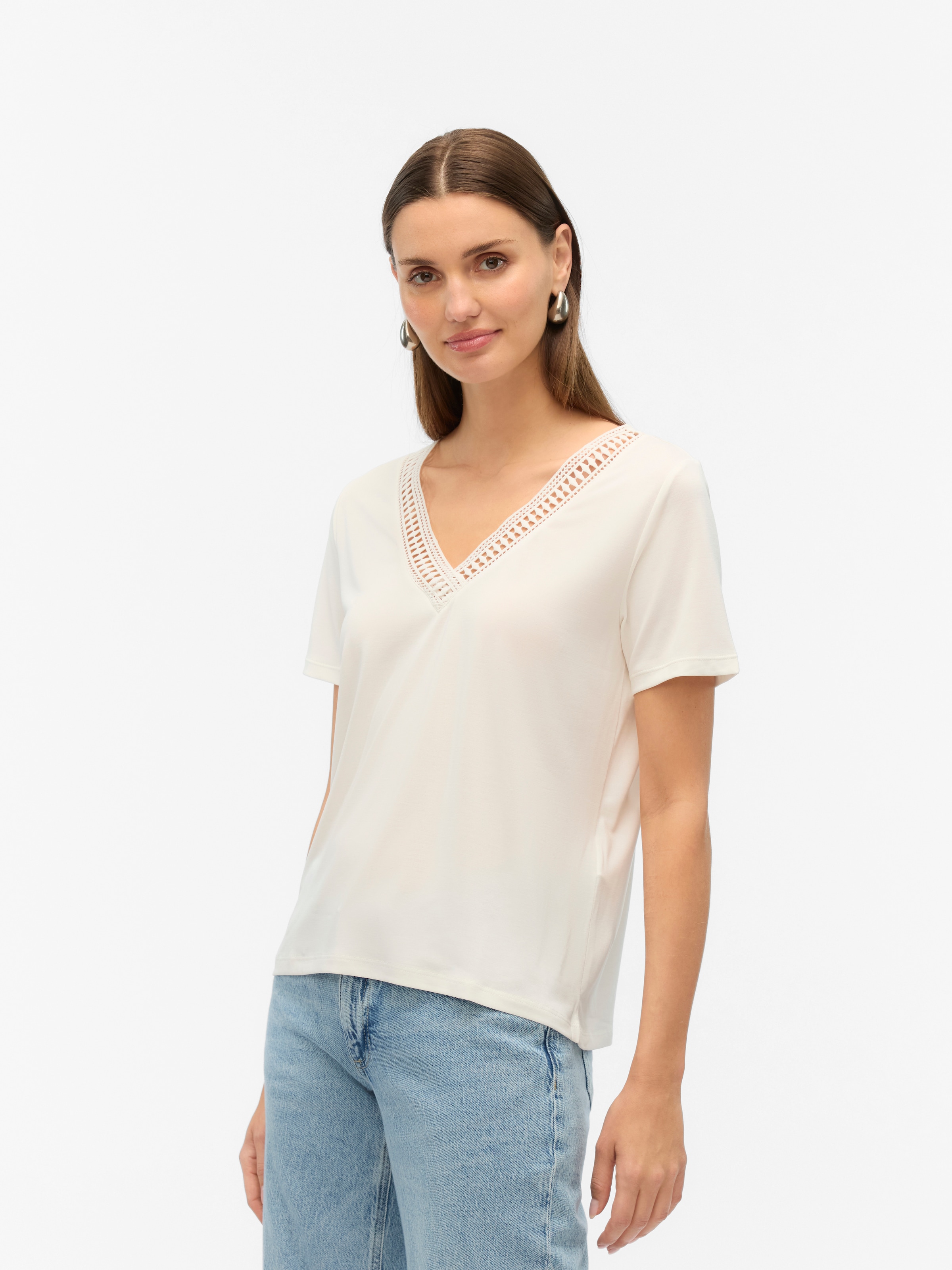 Vero Moda Kurzarmshirt »VMSAVANNAH LACE 2-WAY SS TOP JRS«