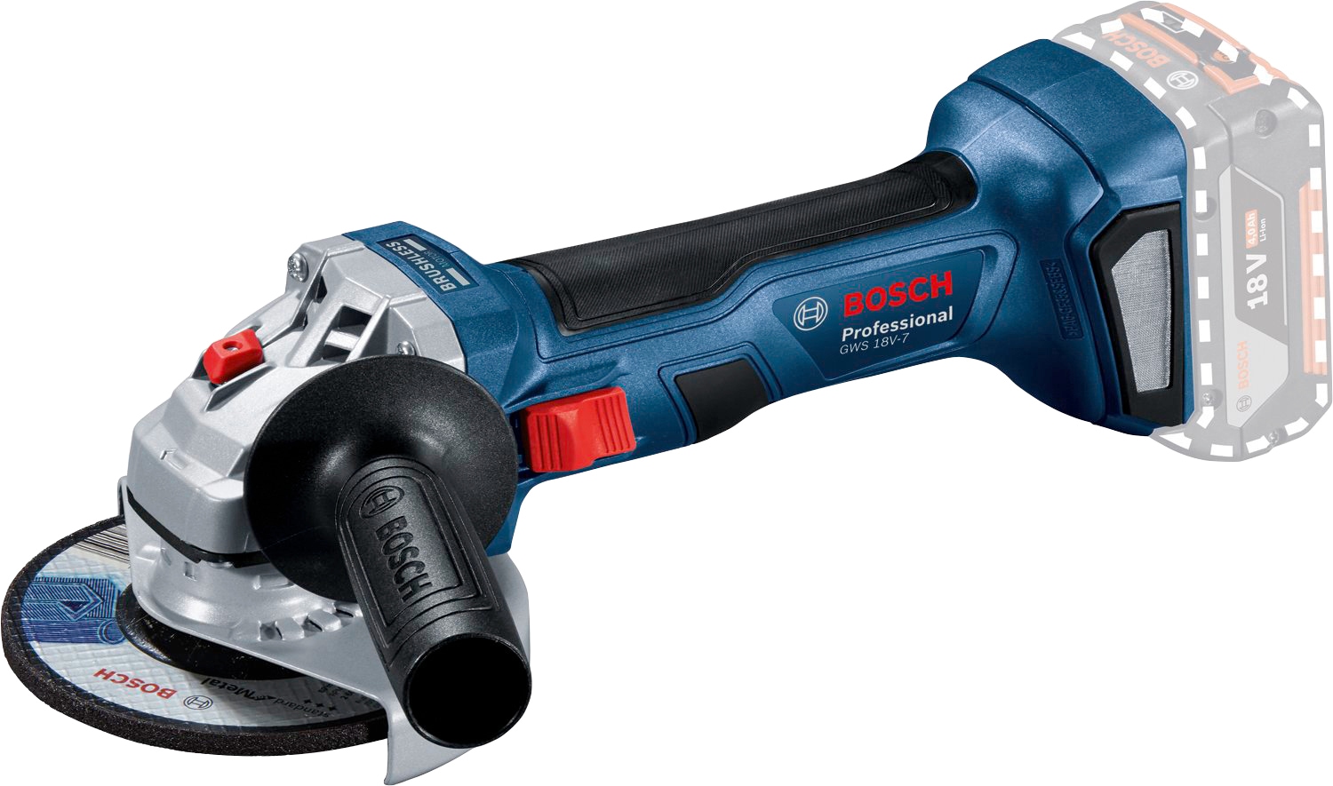 Bosch Professional Akku-Winkelschleifer "GWS 18V-7 Professional", kompakt und handlich, ohne Akku und Ladegerät