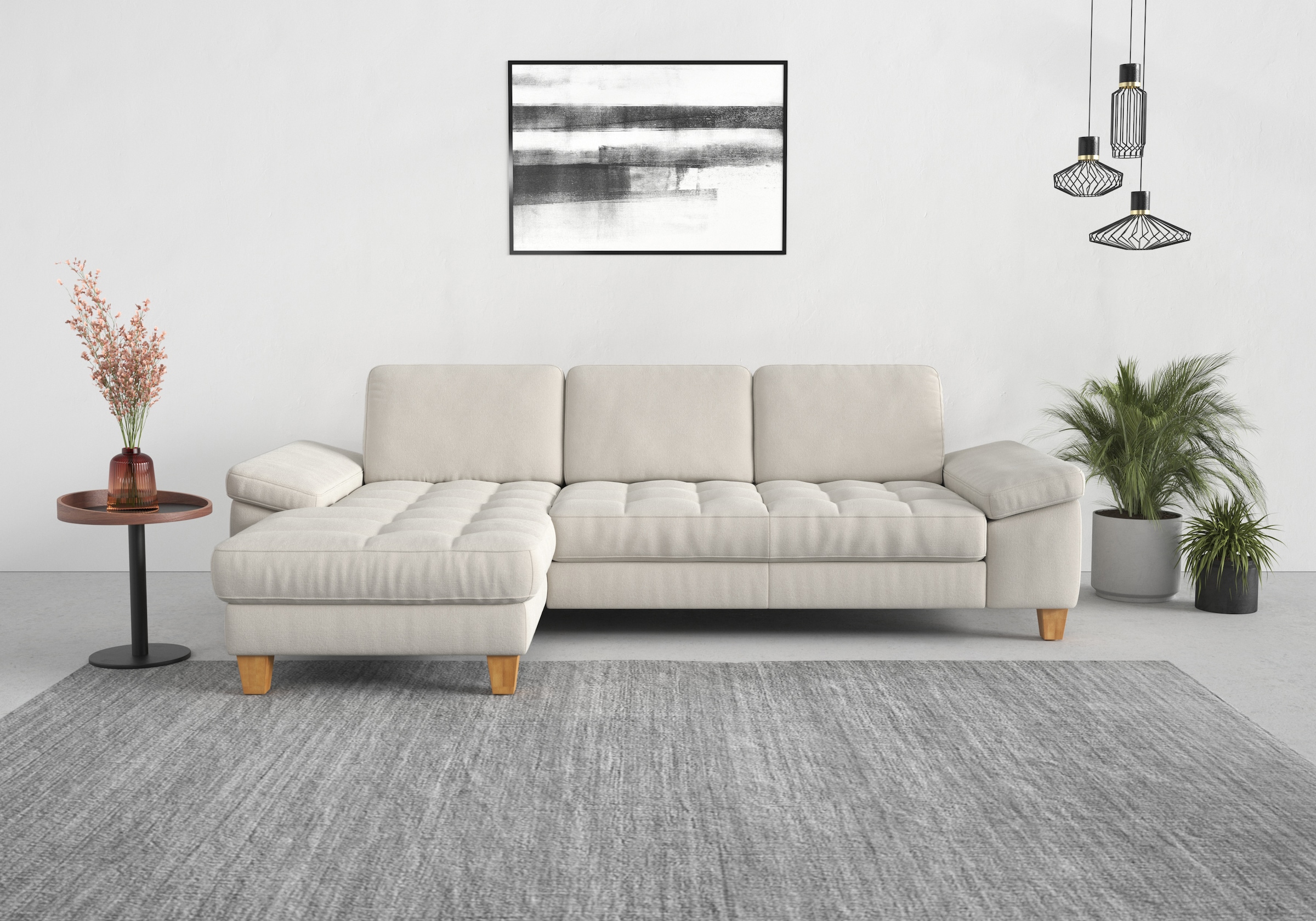 sit&more Ecksofa "Westham L-Form" mit Recamiere, mit oder ohne Schlaffunktion, Bettkasten, Füße Eiche