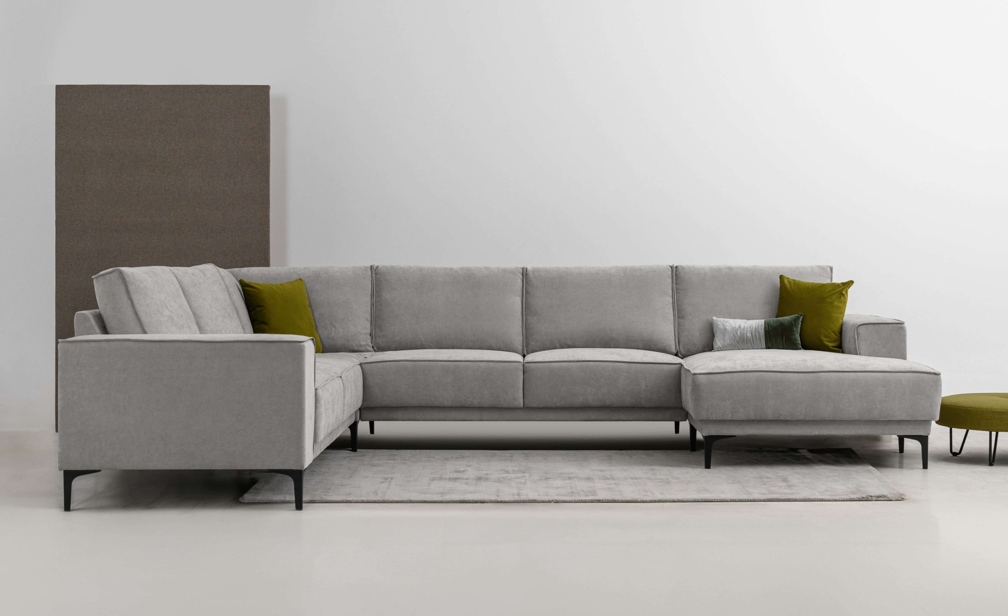OTTO home Wohnlandschaft "OLAND Struktur fein U-Form, XXL, B: 342 cm, Skandi-Design" Skandi-Design in Struktur, Flachgewebe, Luxus-Microfaser, Boucle
