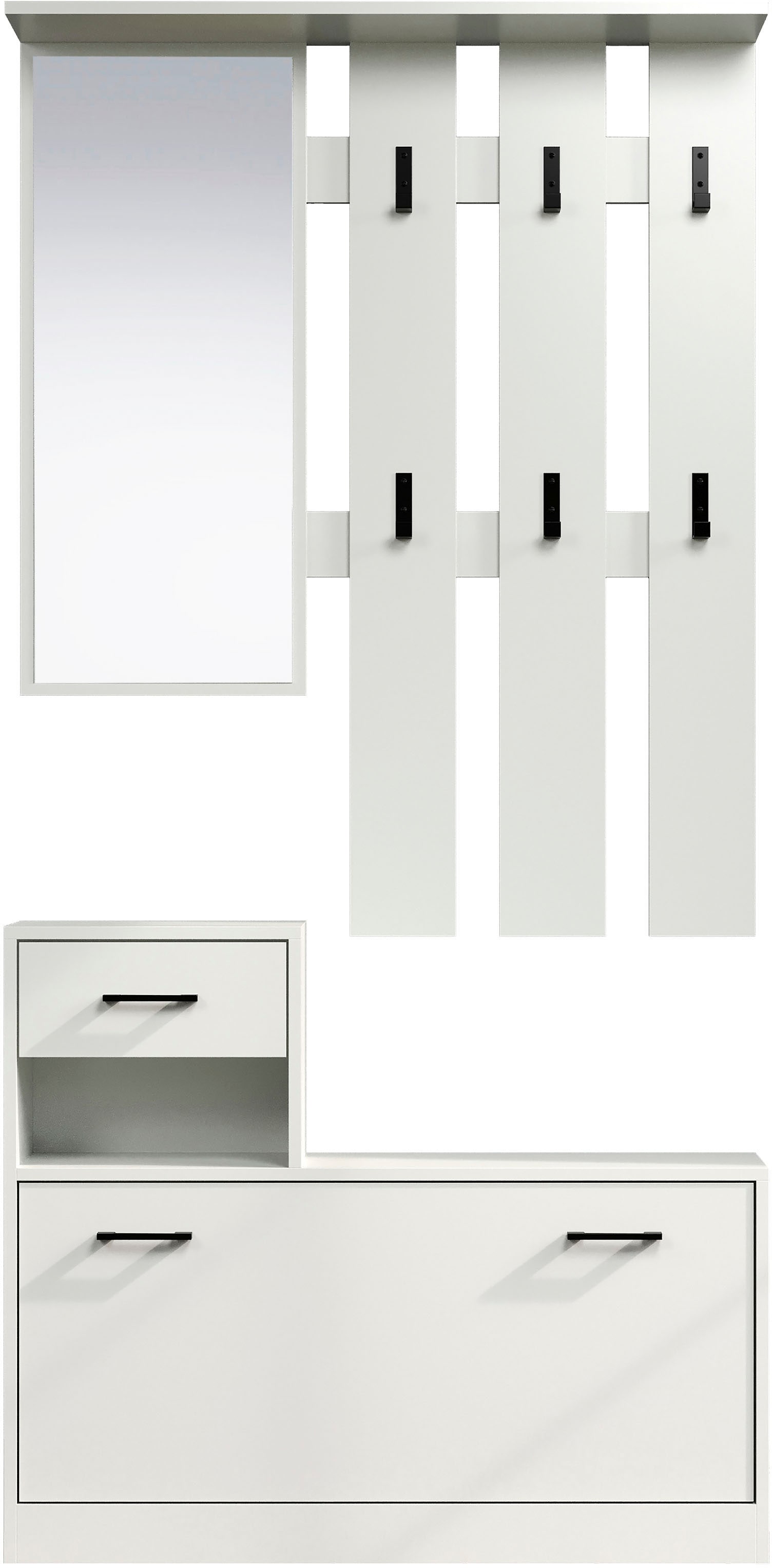 INOSIGN Garderobe »Basel«, (1 St.), Kompaktgarderobe - Schuhkipper, Paneel und Spiegel - 90/24/195 cm