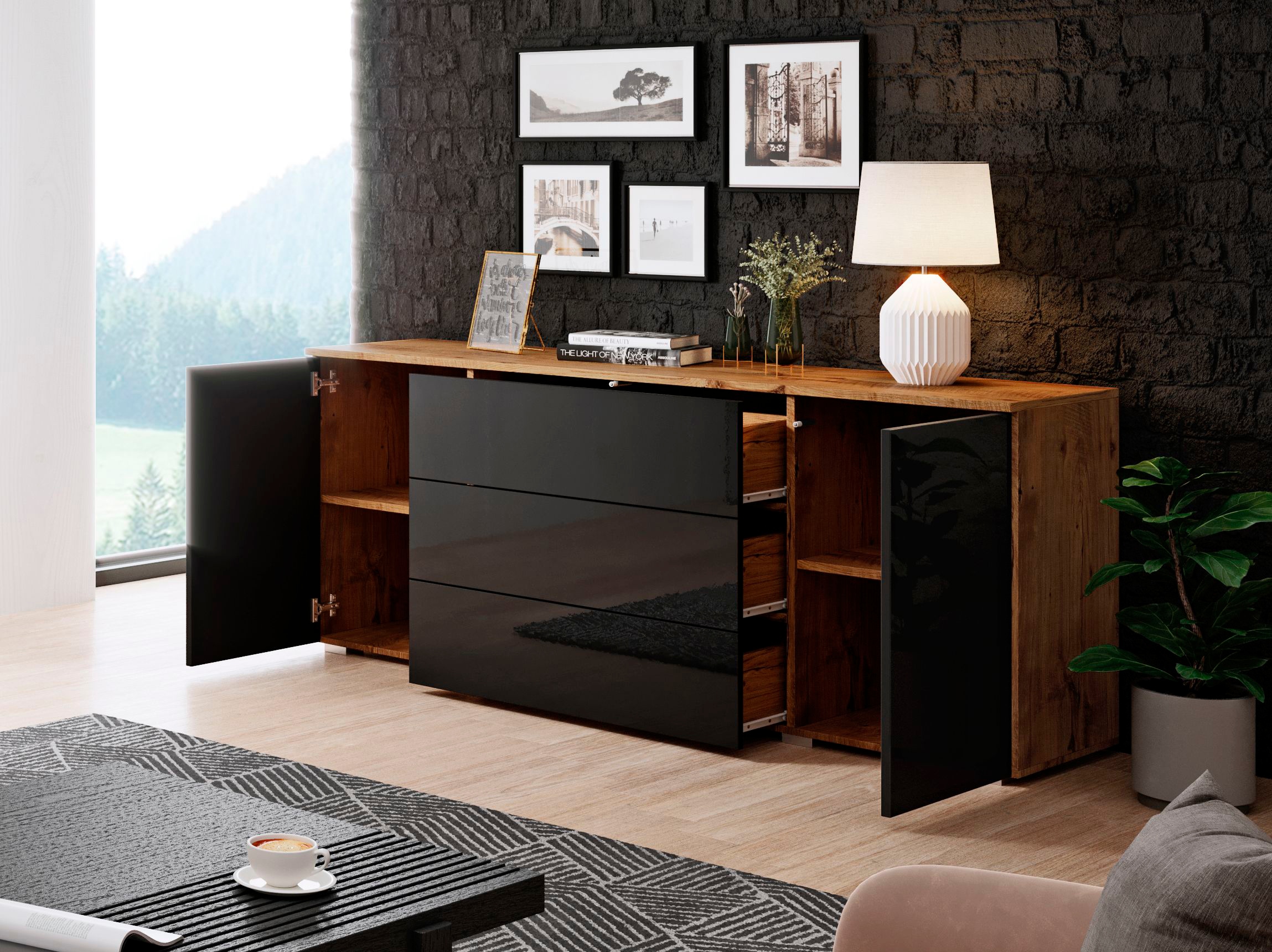 INOSIGN Sideboard »PARIS«, (1 St.), Moderne 150cm breite grifflose Kommode, vielseitig einsetzbar