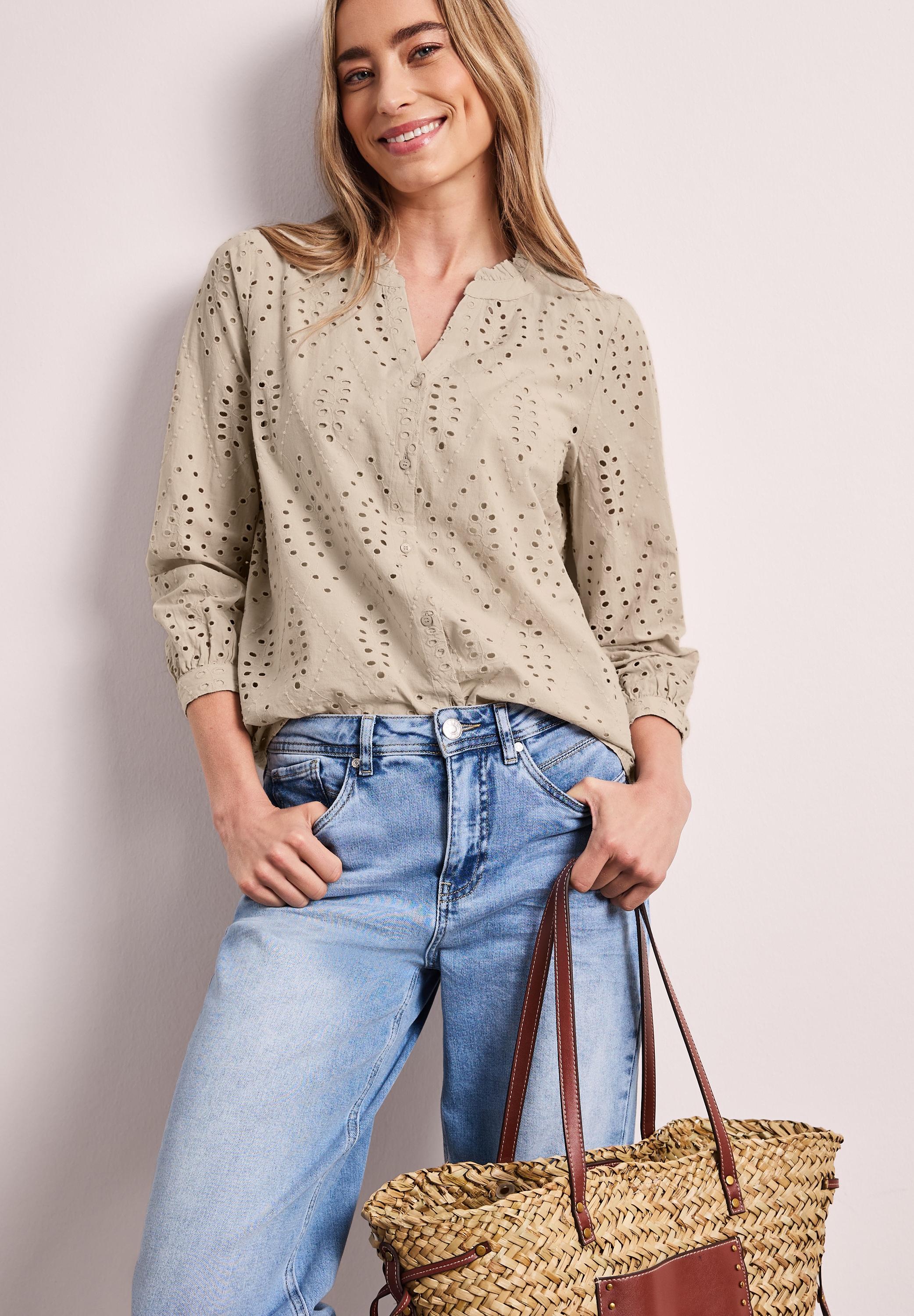 STREET ONE Langarmbluse aus reiner Baumwolle günstig online kaufen