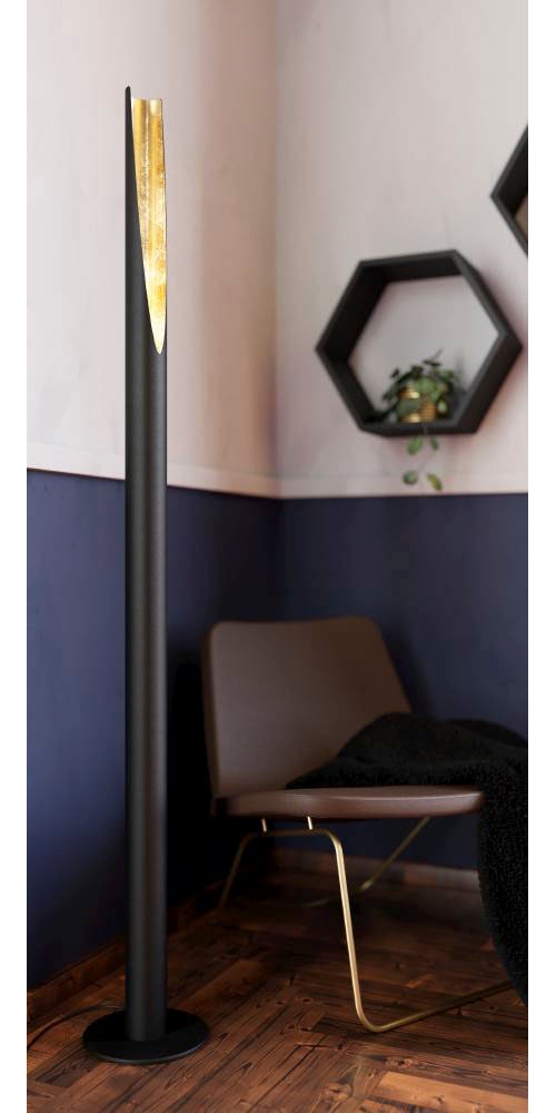 EGLO LED Stehlampe »BARBOTTO«, 1 flammig, Leuchtmittel LED-Board-GU10 | LED wechselbar, Leuchte schwarz, gold / Ø6 x H137 cm / inkl. 1 x GU10 (je 4,5W)