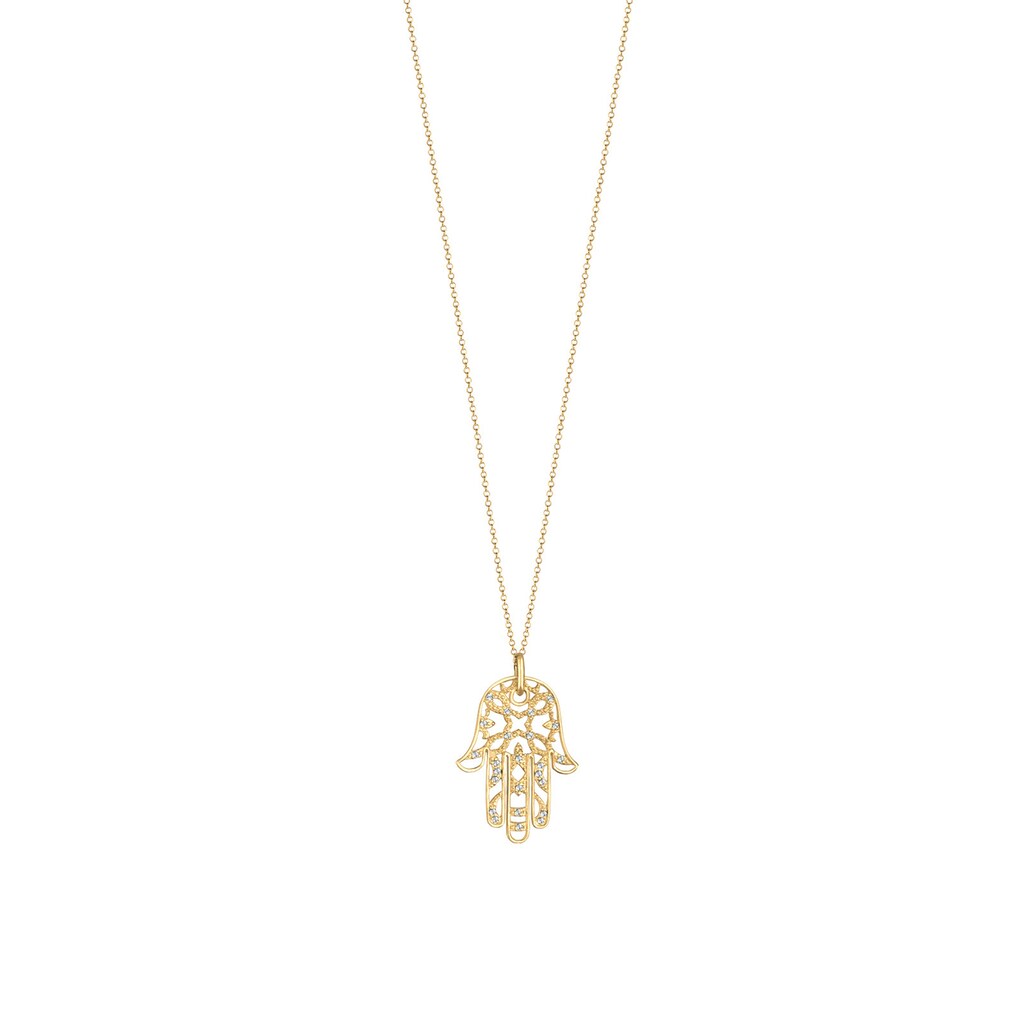 Elli Premium Collierkettchen »Hamsa Hand der Fatima Kristalle 925 Silber«