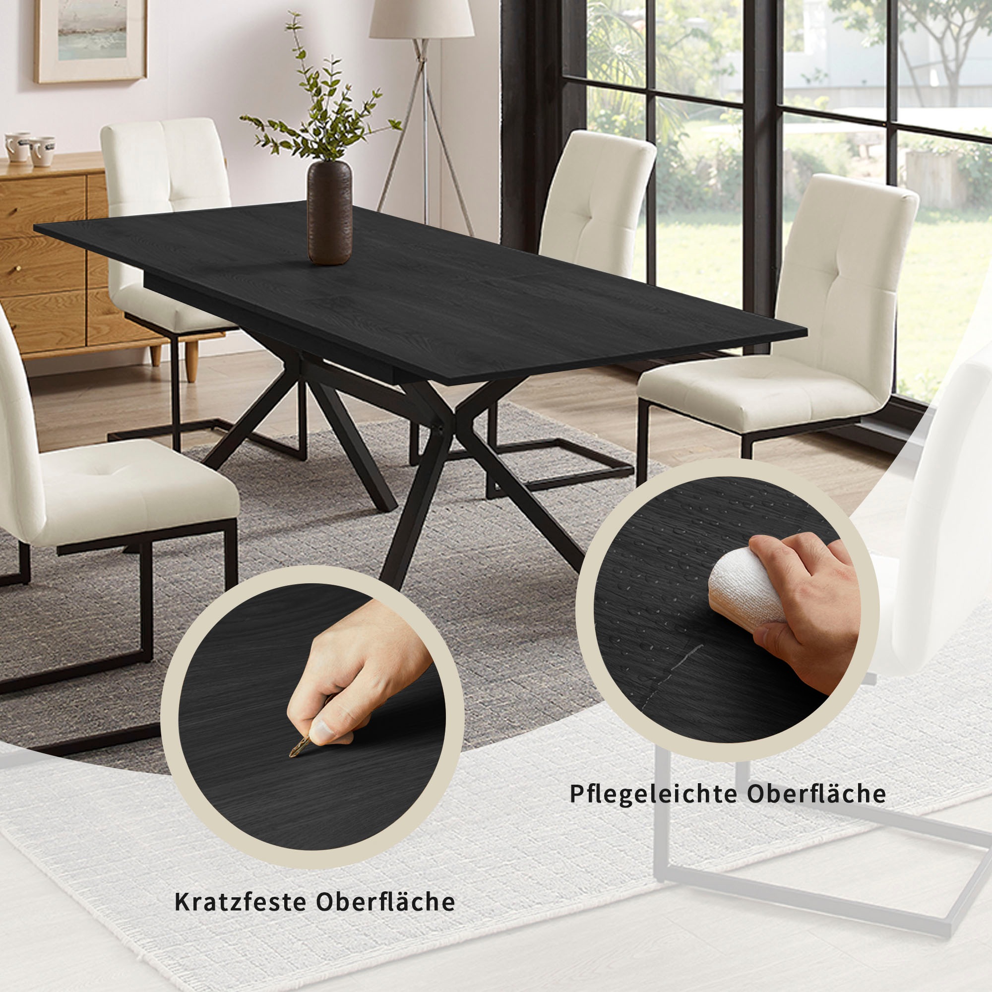 OTTO home Esstisch »Vendy«, ausziehbarer Tisch mit pflegeleichter Oberfläche, 160-210 cm