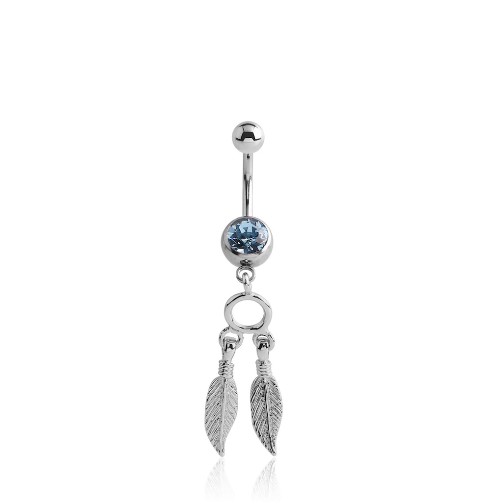 BodyJewel Bauchnabelpiercing »Federn, Kristallstein, Chirurgenstahl 316L + Messing«