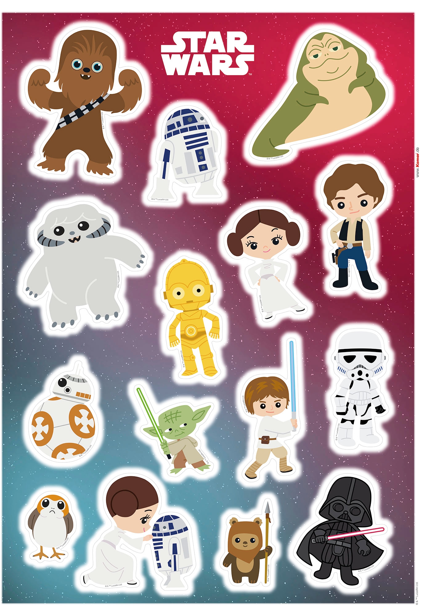 Komar Wandtattoo "Star Wars Little Heroes - Größe 50 x 70 cm" selbstklebend, Wandsticker, Kinderzimmer