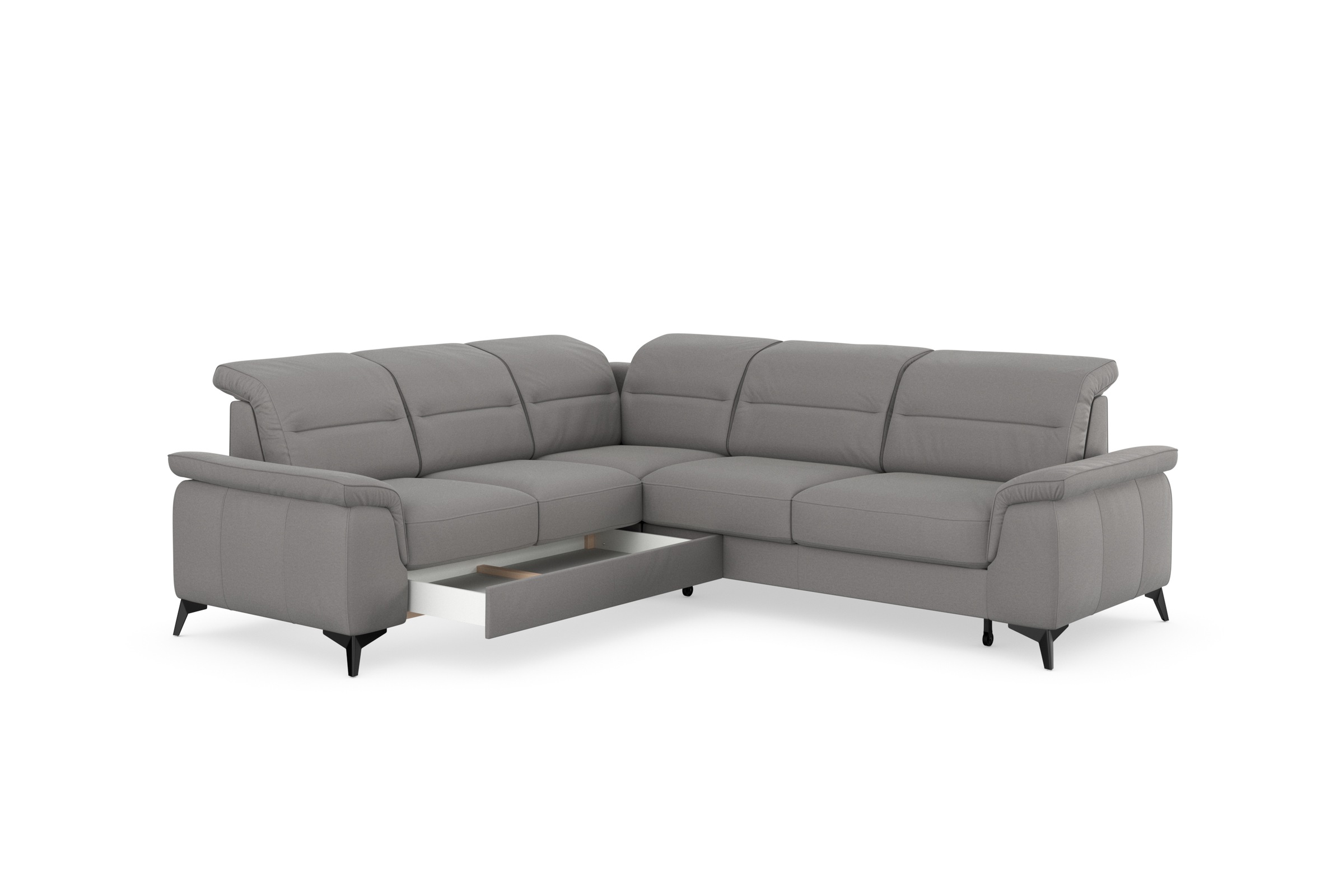 sit&more Ecksofa »Sinatra L-Form«, optinal mit Kopfteilverstellung und Armteilfunktion, Metallfüße