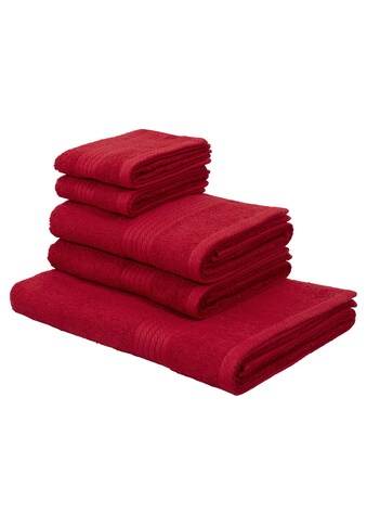 my home Handtuch Set »Stitching«, 5 tlg., Walkfrottee, 5 teiliges Handtuchset mit... kaufen
