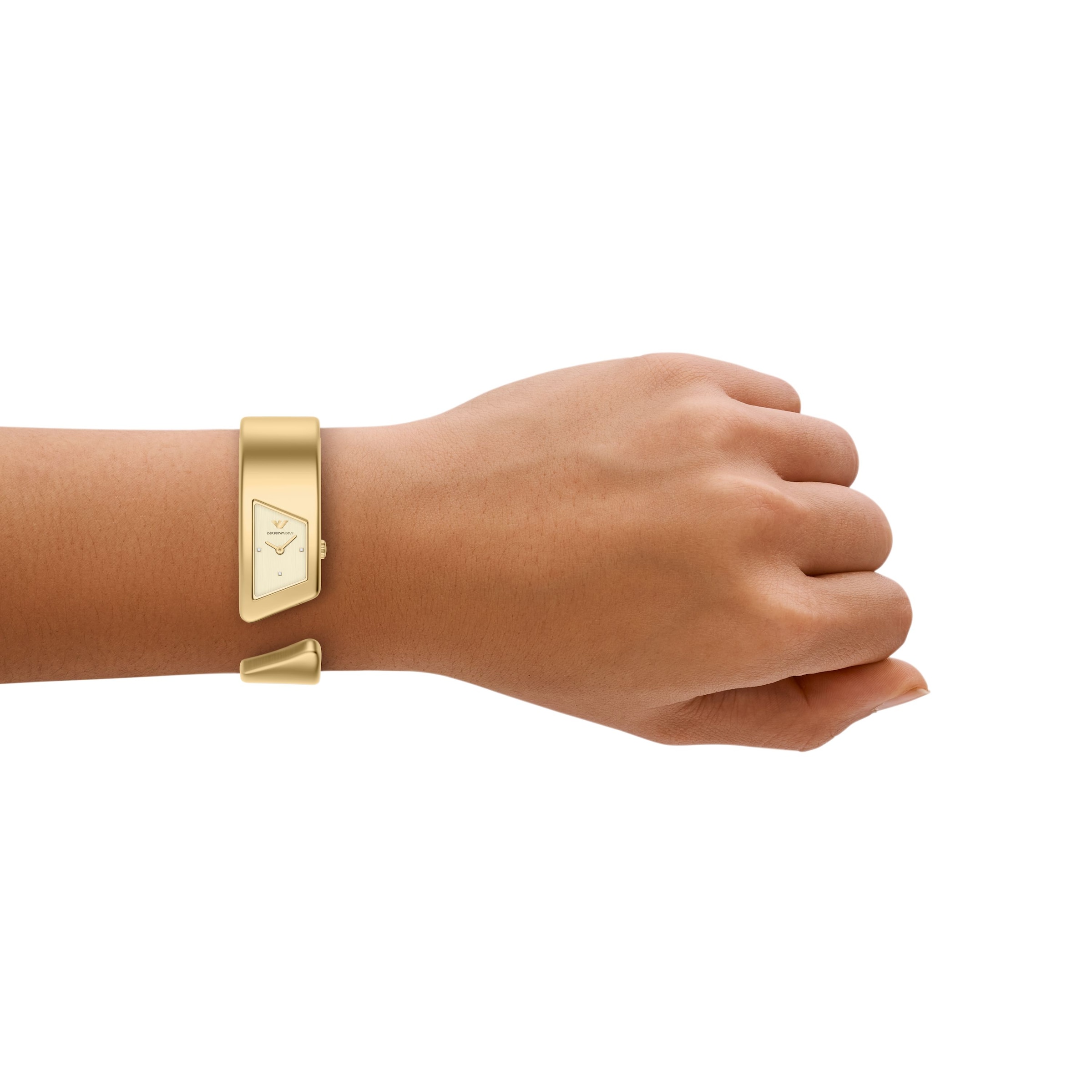 Emporio Armani Quarzuhr Armbanduhr, Edelstahlarmband, analog, Glassteine
