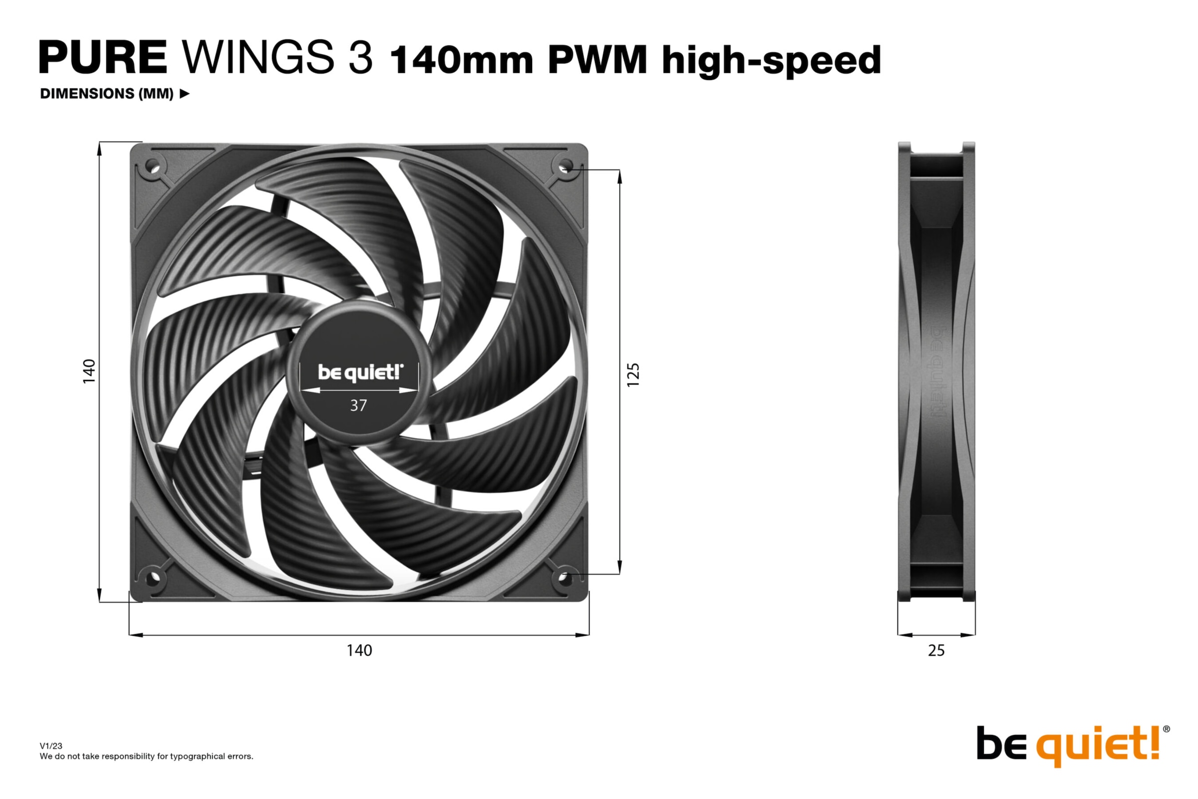 be quiet! Gehäuselüfter »Pure Wings 3 140mm PWM high-speed«