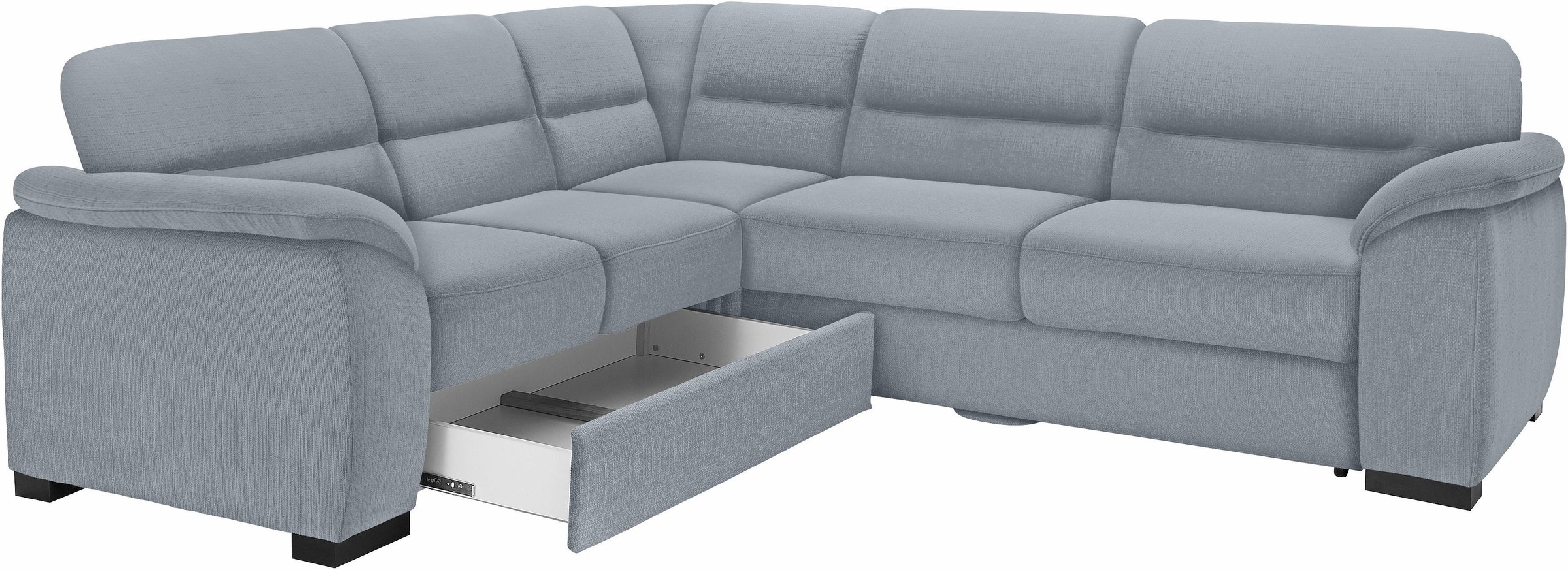 Ecksofa SIT & MORE "Montego L-Form, B: 256cm", grau (hellgrau), B:256cm H:88cm T:227cm, Luxus-Microfaser (90% Polyester, 10% Polyamid);Struktur (100% Polyester);Luxus-Microfaser ALTARA NUBUCK (100% Polyester), Sofas, Ecksofa, wahlweise mit Bettfunktion un 6