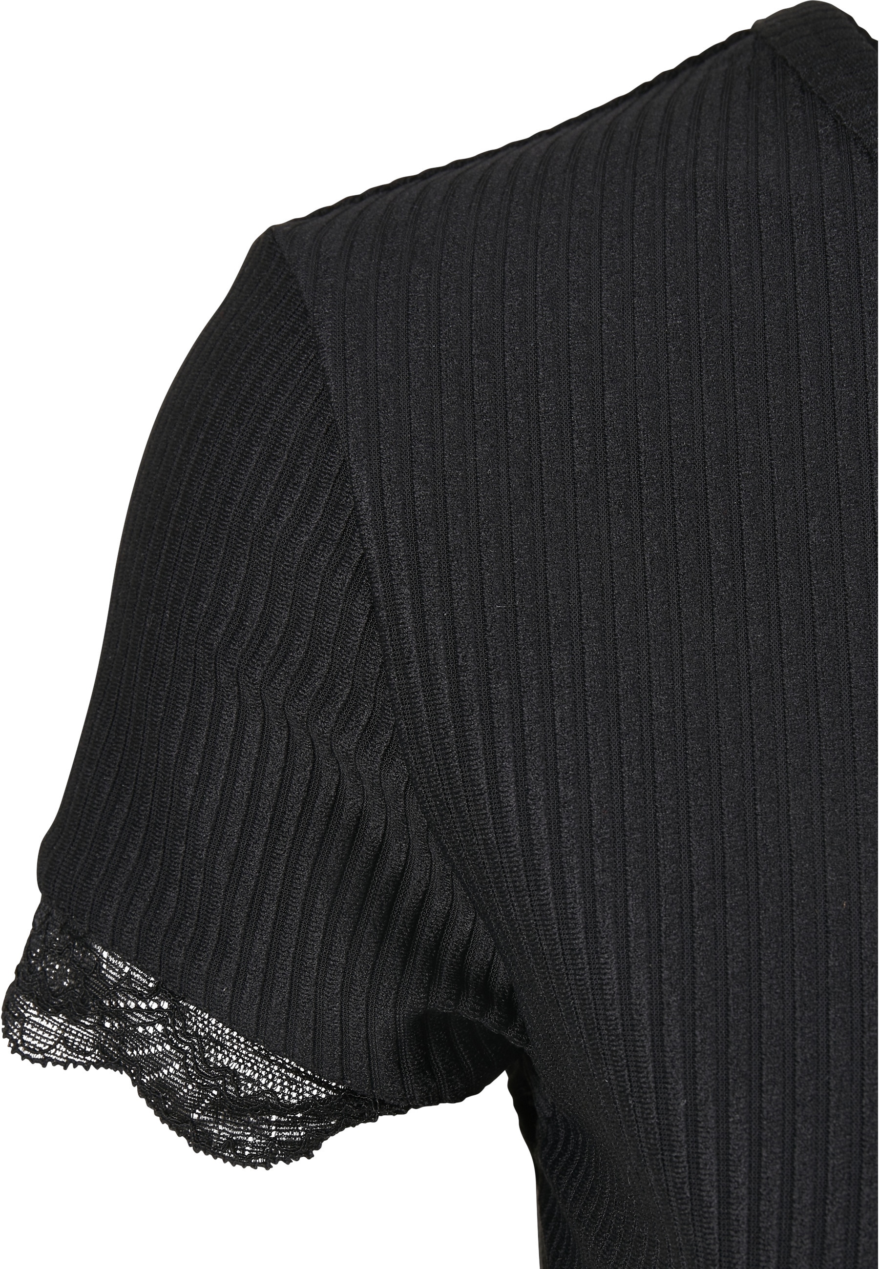 URBAN CLASSICS T-Shirt »Urban Classics Damen Ladies Cropped Lace Hem Tee« 1 Stk.
