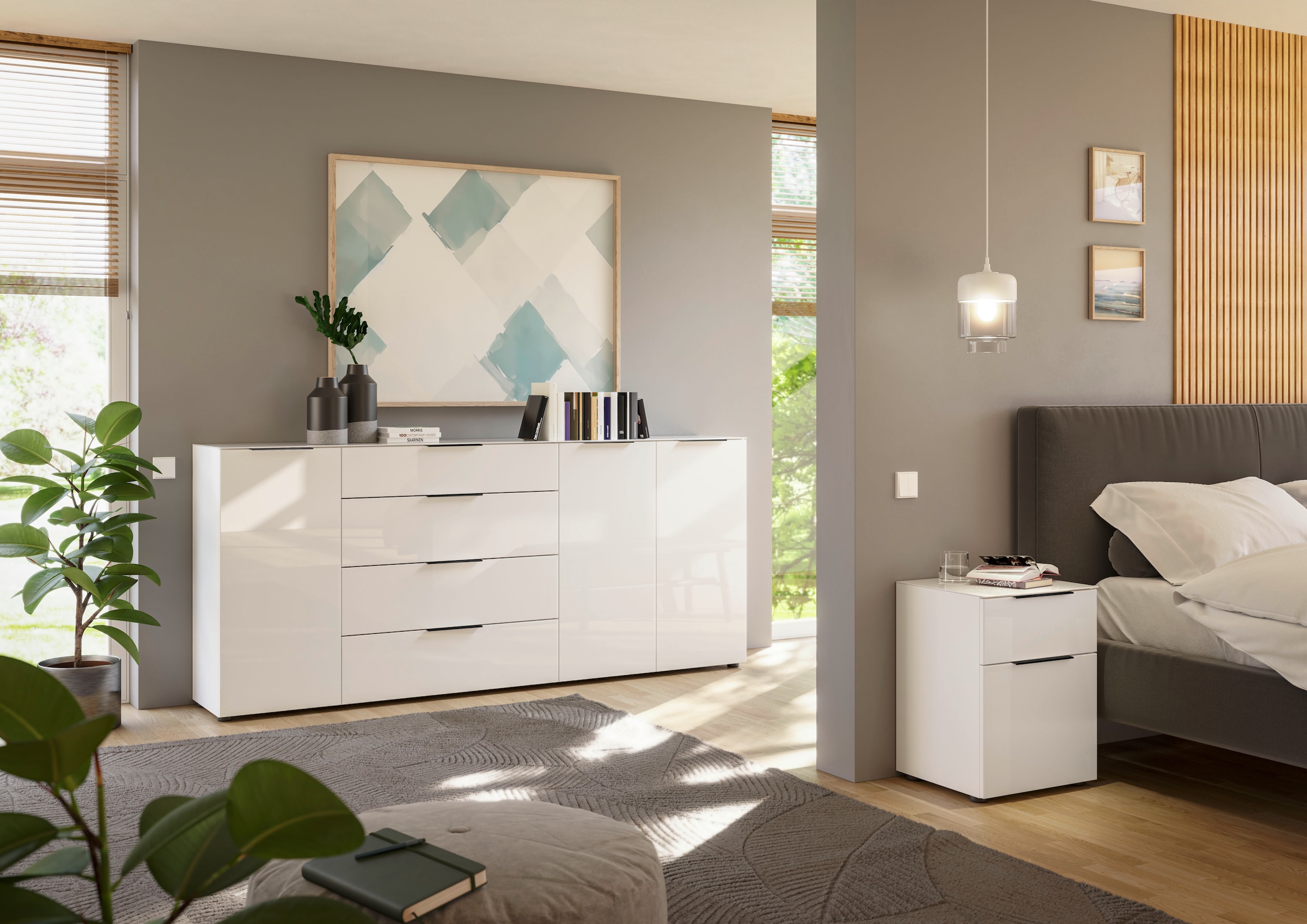 Manjana Möbel Sideboard "Kommode mit Chrom oder Schwarz matten Metallgriffe günstig online kaufen