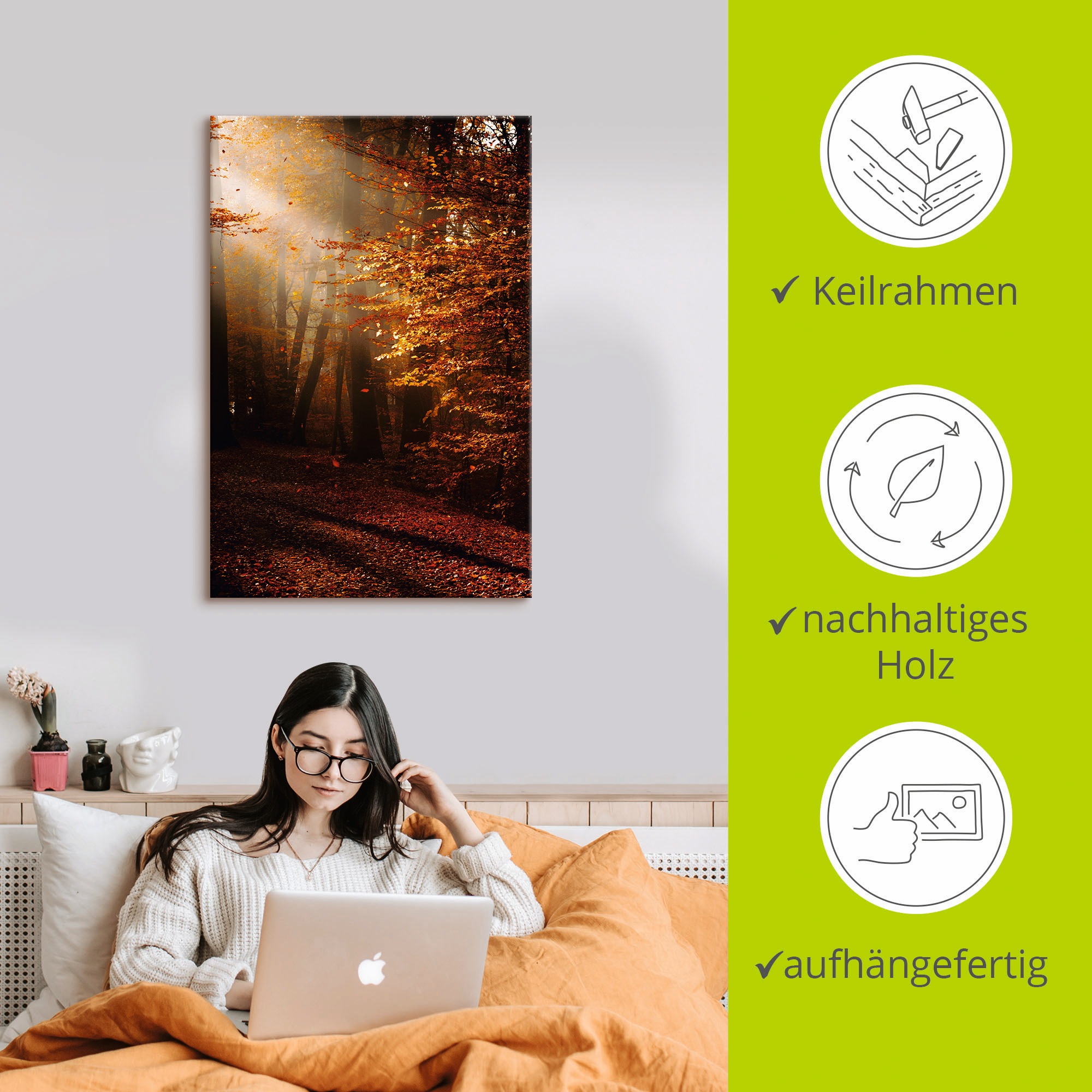 Artland Wandbild »Sonnenaufgang im Herbst«, Wald, (1 St.), als Leinwandbild, Poster in verschied. Größen