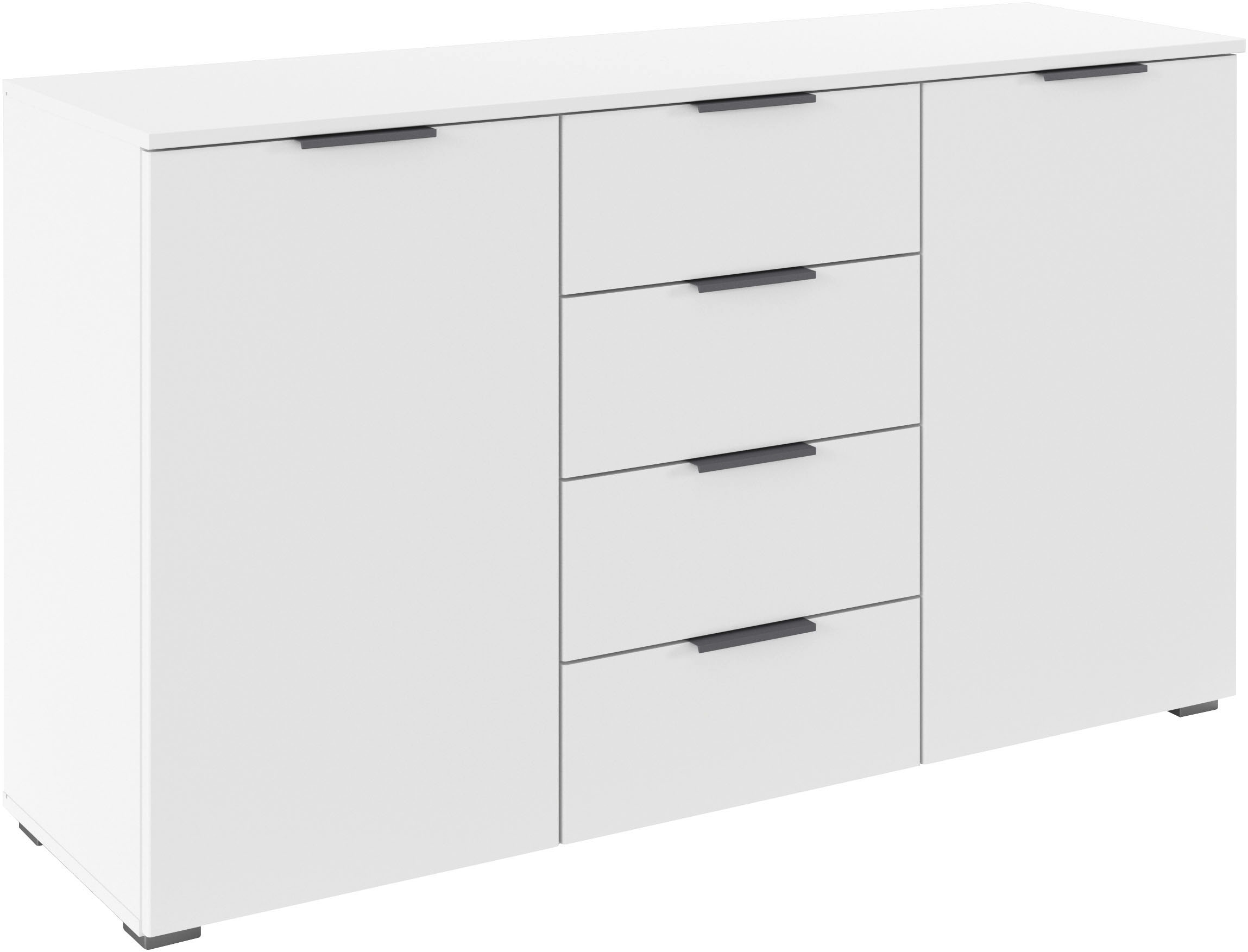 OTTO home Kombikommode "Sideboard Schubladenkommode AGORDO mit Dekor- oder Hochglanzfront" in zwei Griff-Farben, Breite 120 cm, vier große Schubladen, mit insgesamt 4 Einlegeböden MADE IN GERMANY