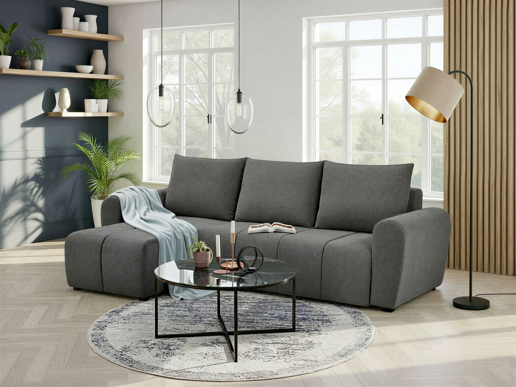 Home affaire Ecksofa "Nortrud, 241 cm, L-Form, mit Schlaffunktion u. Bettka günstig online kaufen