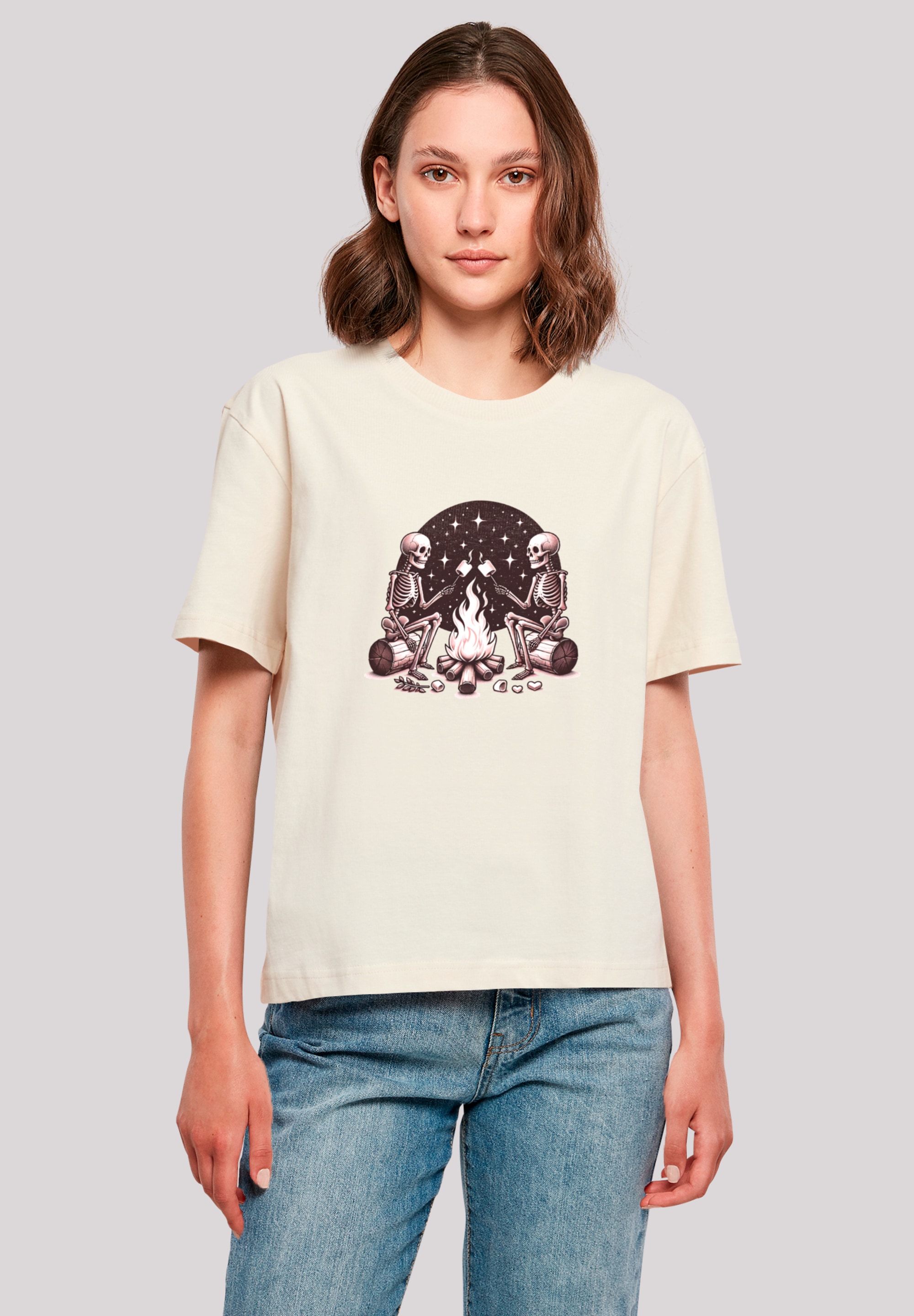 F4NT4STIC T-Shirt »Skelette Lagerfeuer Marshmallow« Premium Qualität