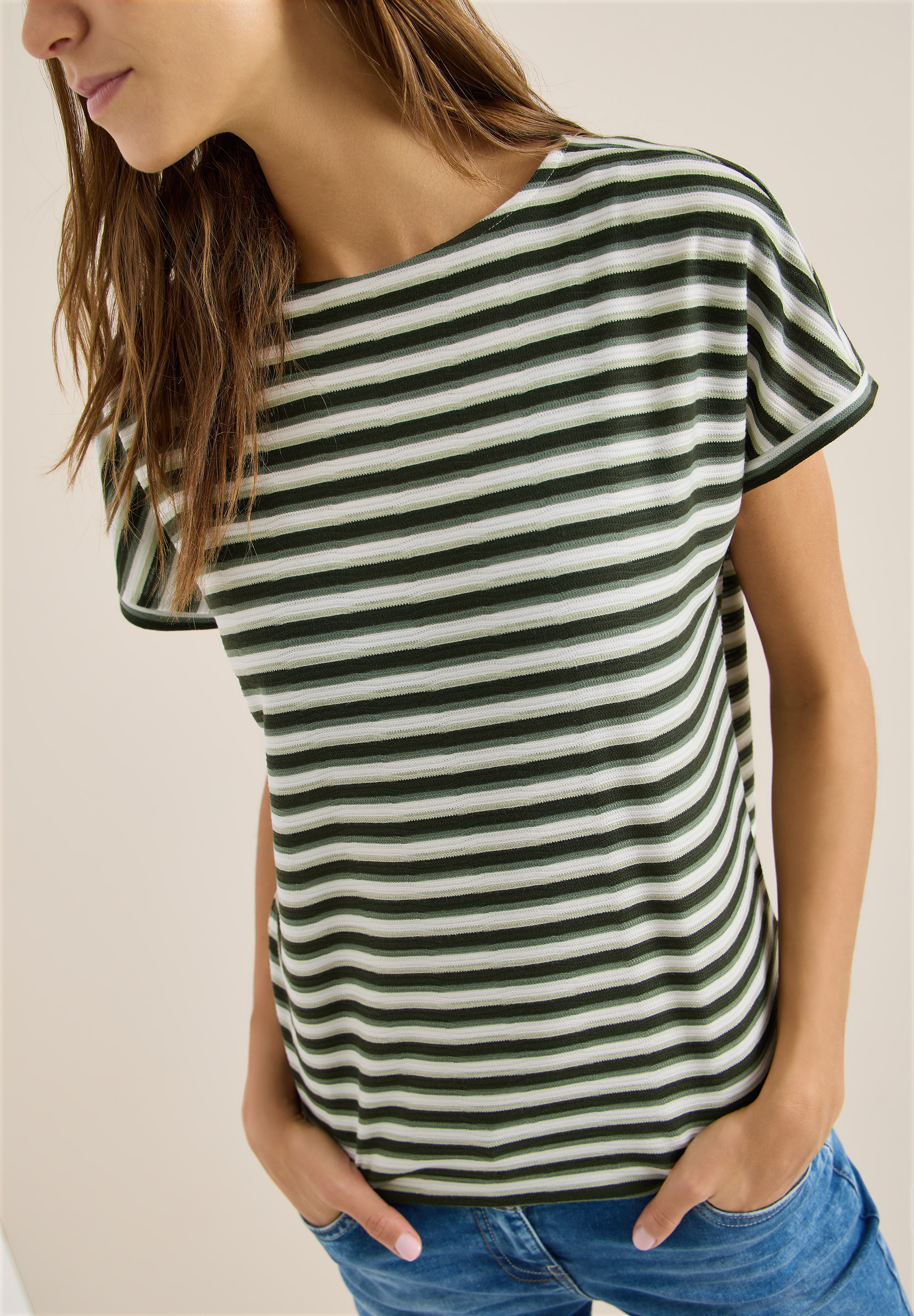 Cecil 3/4-Arm-Shirt mit U-Boot-Ausschnitt