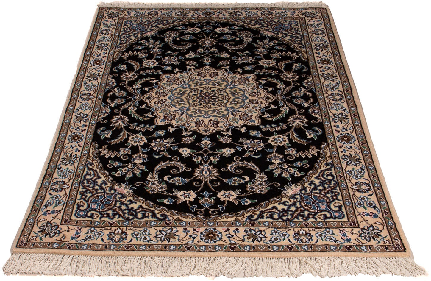 morgenland Orientteppich "Perser - Nain - Royal - 148 x 99 cm - dunkelblau", rechteckig, 10 mm Höhe, Wohnzimmer, Handgek