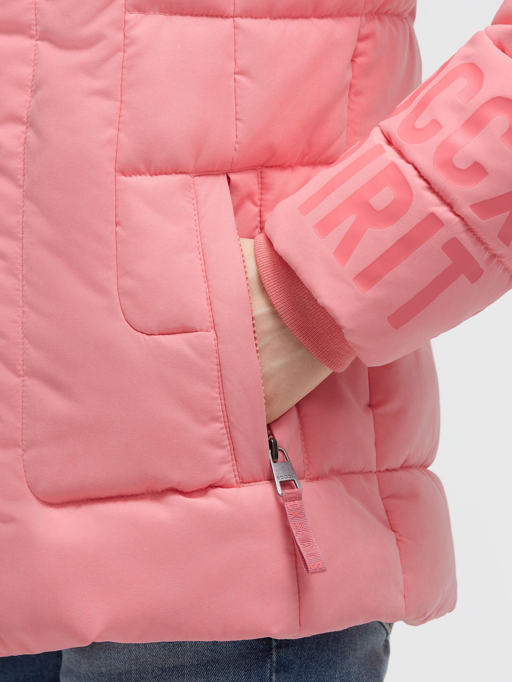 SOCCX Winterjacke ohne Kapuze mit Reißverschluss an den Einschubtaschen