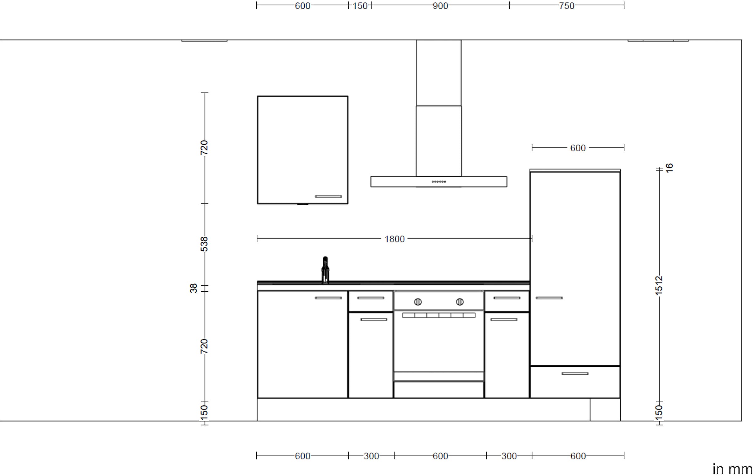 nobilia® Küchenzeile »"Touch I"«, vormontiert, Ausrichtung wählbar, Breite 240 cm, wahlw. mit E-Geräten