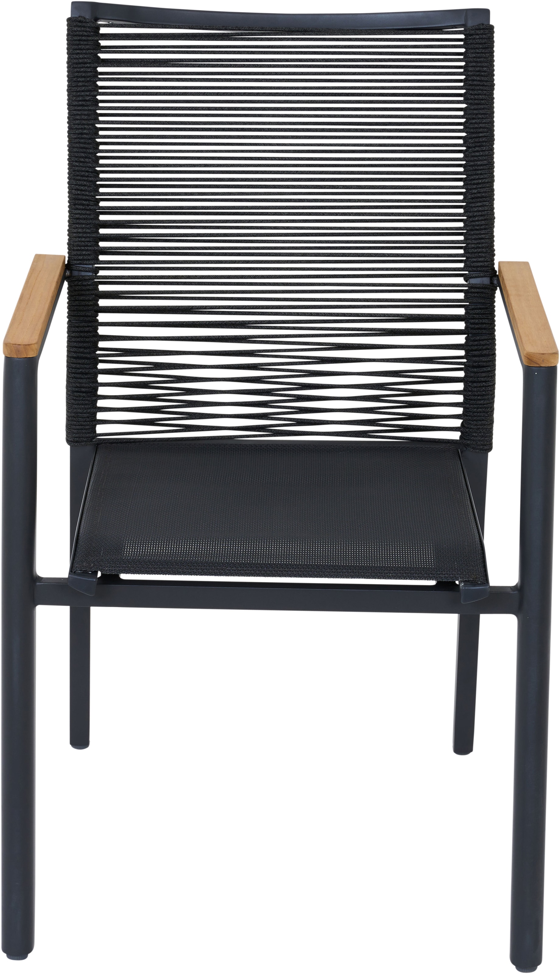 Siena Garden Gartensessel »BOLOGNA Stapelsessel« Aluminiumgestell, Rope Geflecht, Armlehnen aus Teak FSC 100%