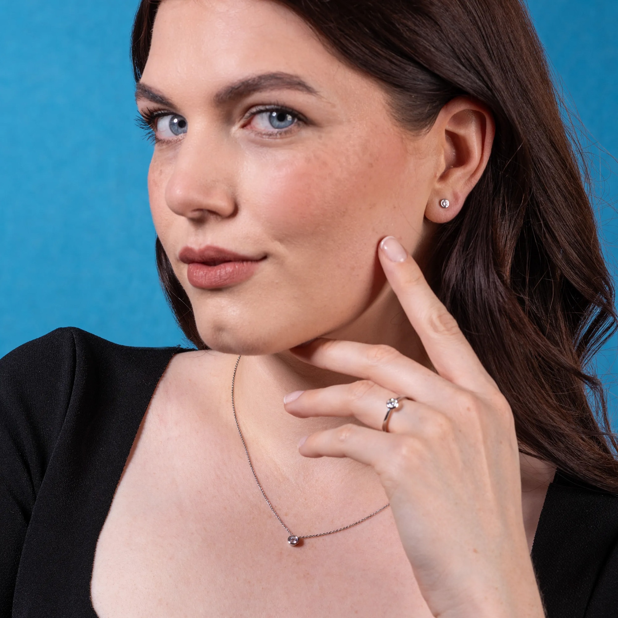 LYOMI Kette mit Anhänger »585/- Weißgold 1 synth. Diam. 0,25 ct.«
