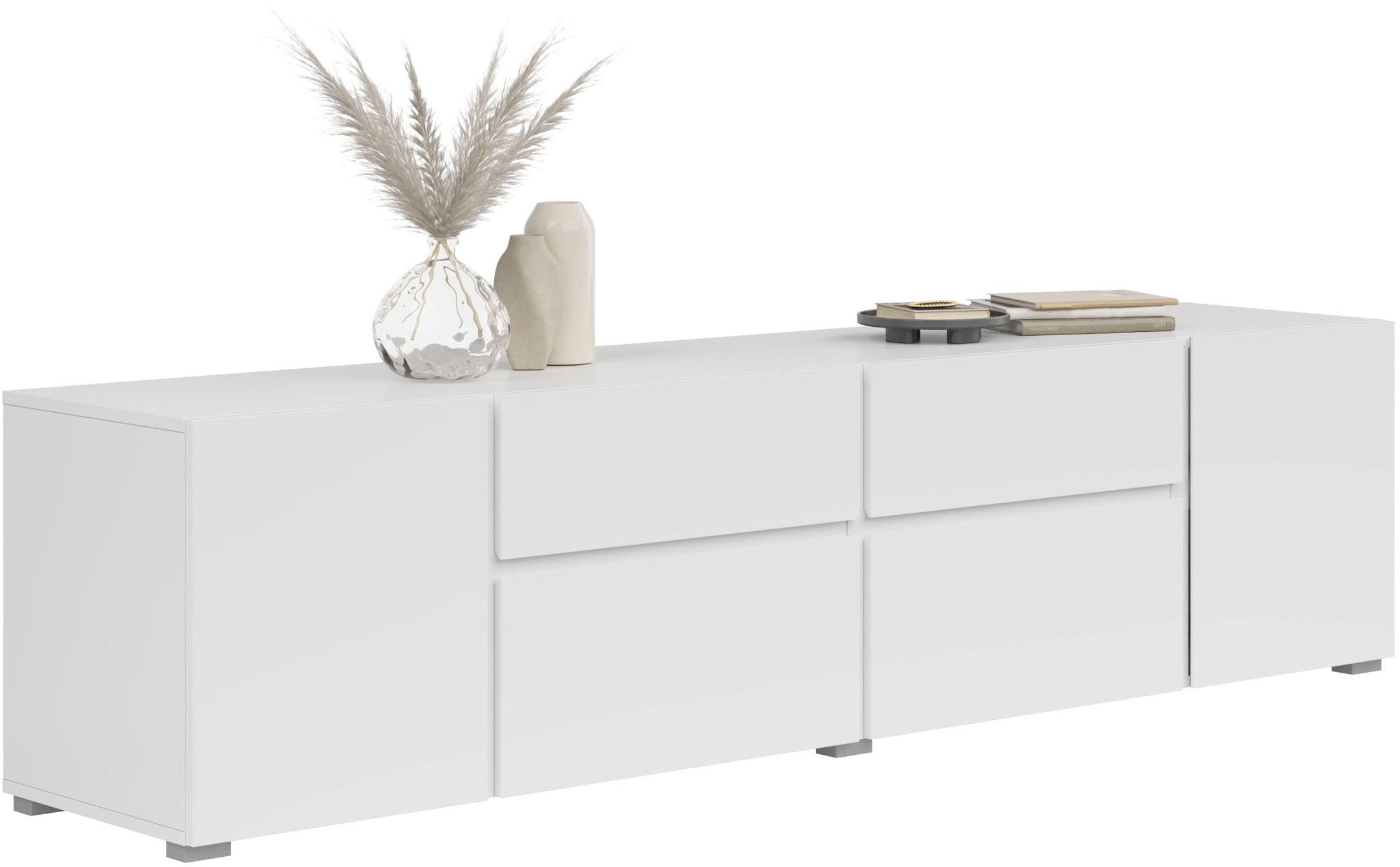 INOSIGN Lowboard »Asymetric, Breite 195 cm, grifflos, 2Klappen/2Schubkästen/2Tür«, TV-Schrank mit viel Stauraum, TV-Board