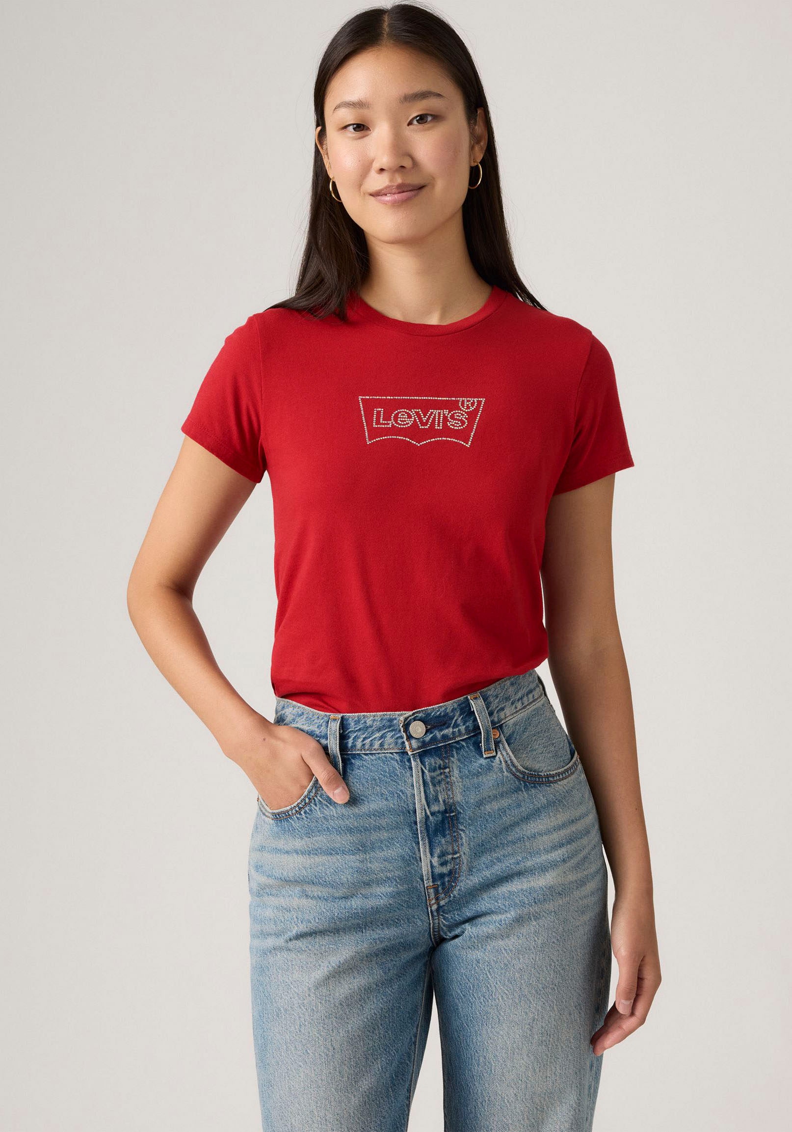 Levi's® Rundhalsshirt »THE PERFECT TEE« mit Logo im Metallic-Holo Print
