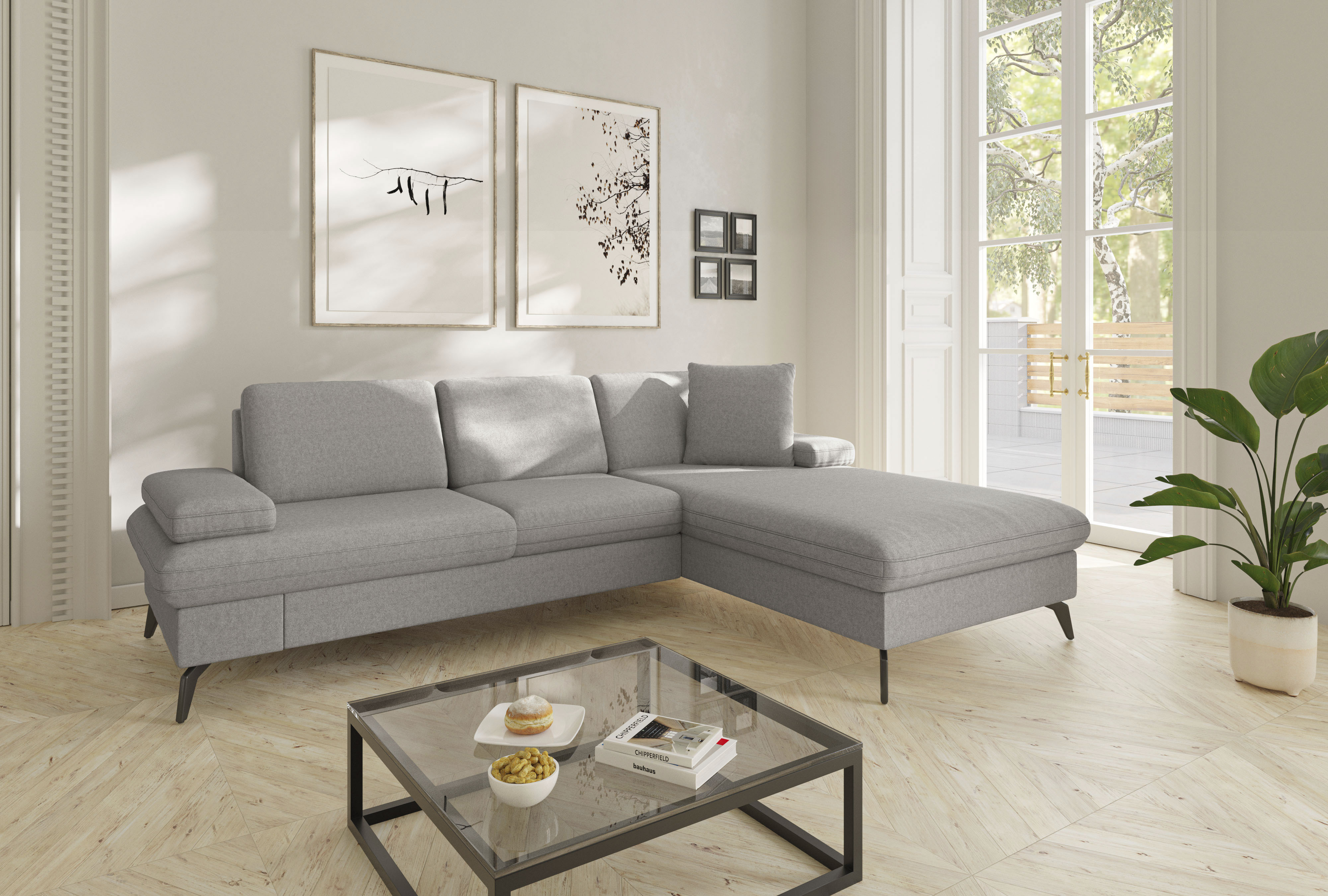 sit&more Ecksofa "Morris Jubi L-Form, B: 247 cm" mit Armteilfunktion & 1 Zierkissen, optional Schlaffunktion
