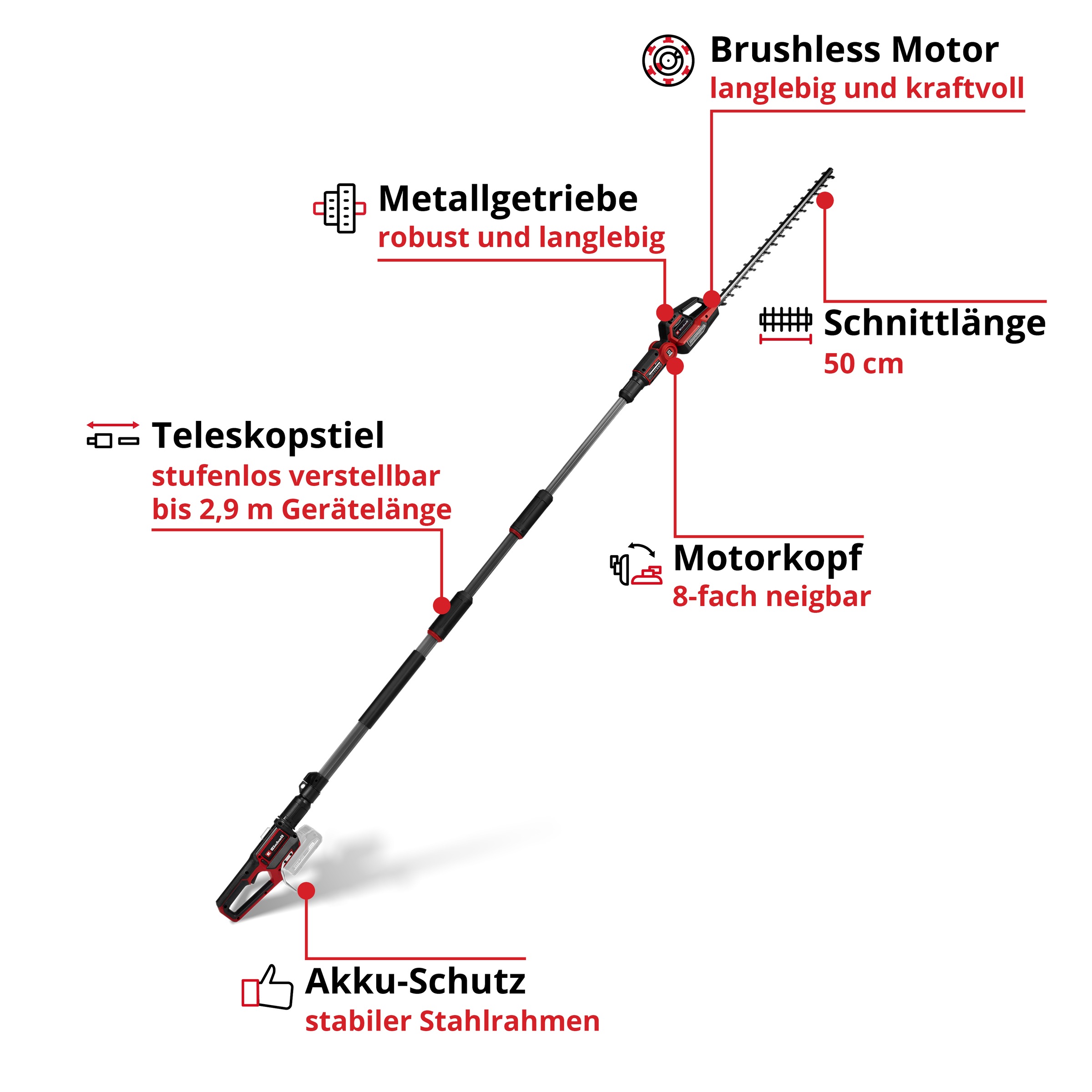 Einhell Akku-Heckenschere "GP-HH 18/50 Li T BL-Solo", teleskopierbar, ohne günstig online kaufen