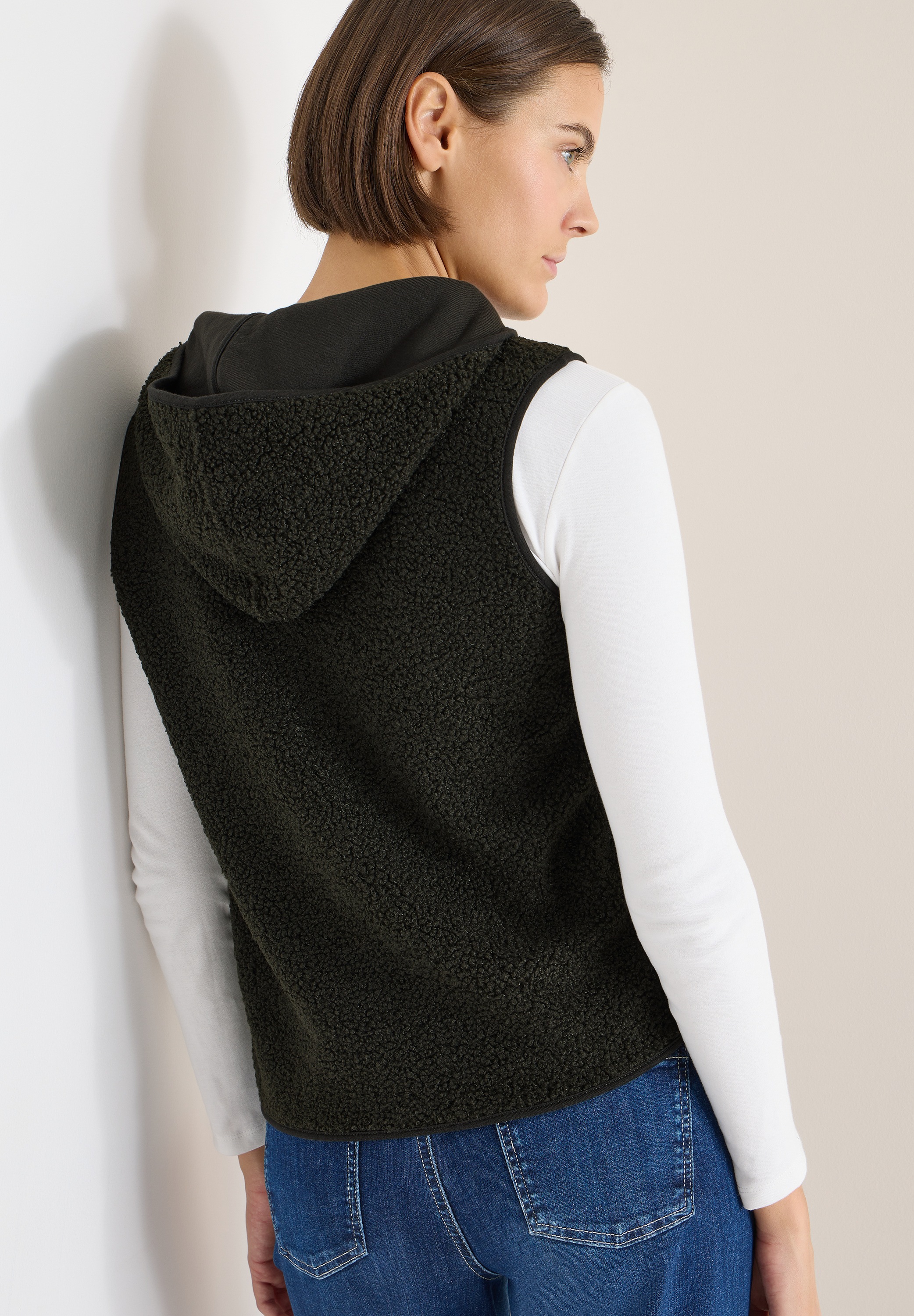 Cecil Fellweste Teddy-Weste mit Troyerkragen und Kapuze günstig online kaufen