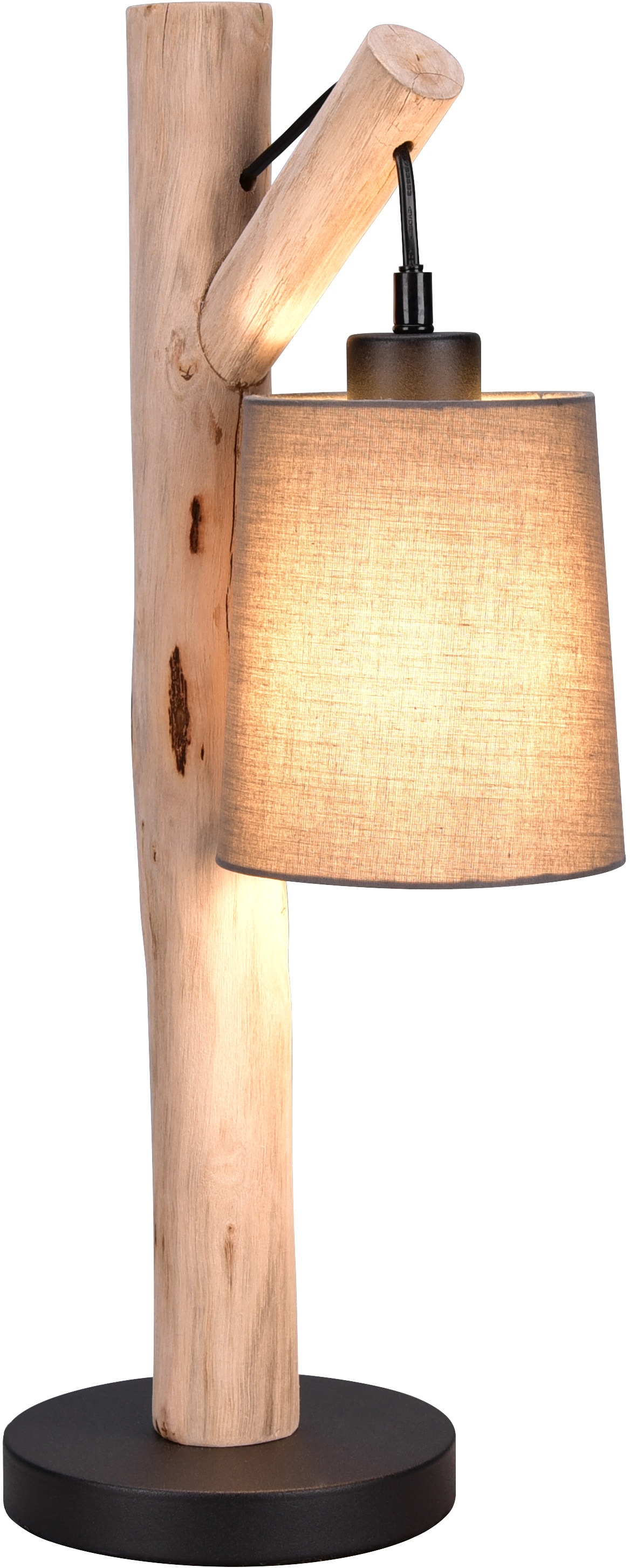 andas Tischleuchte »Pitholm«, 1 flammig-flammig, Tischlampe aus  naturbelassenem Echtholz, Stoffschirm, Schnurschalter im Sale | BAUR