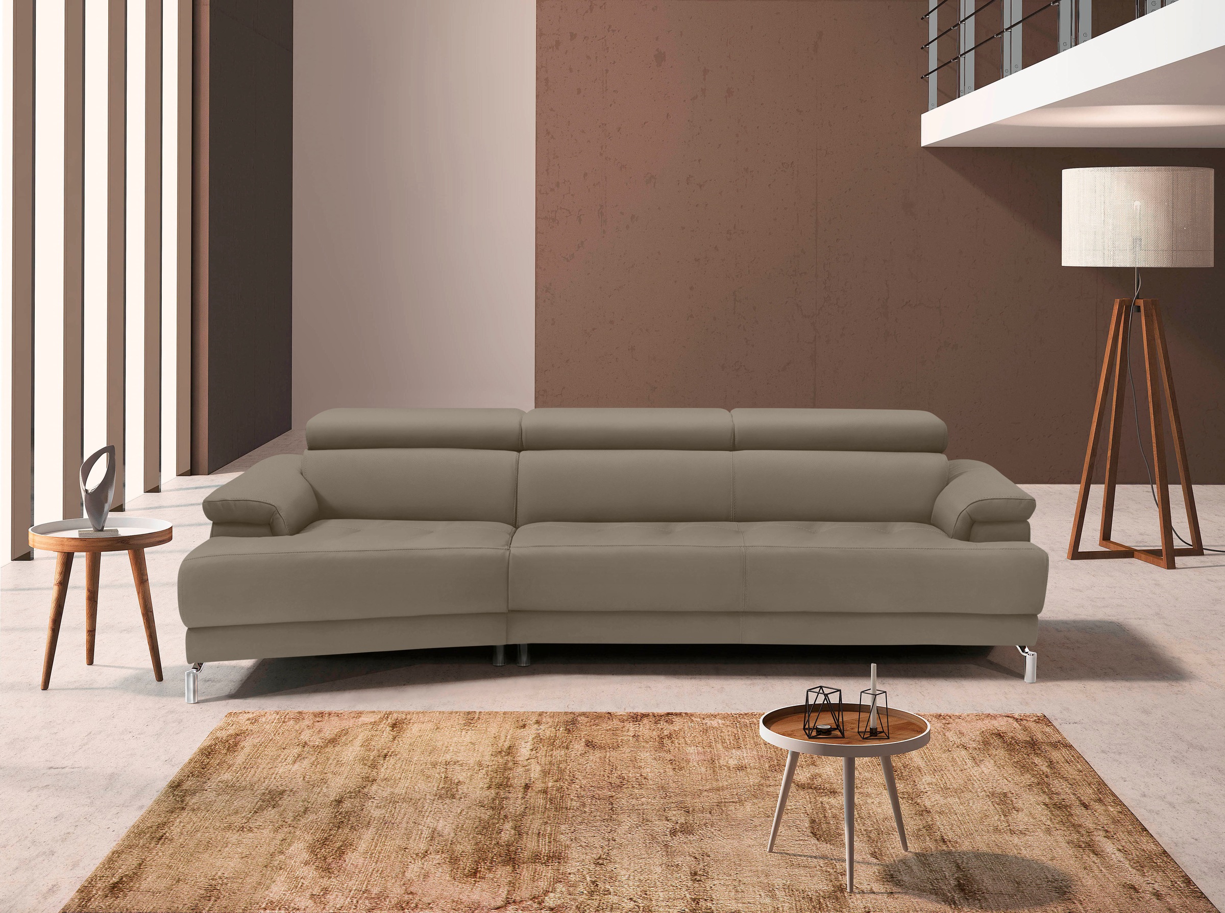 Egoitaliano Ecksofa »Soul, extravagantes Designsofa, Megasofa, super bequem, tolle Details«, mit Trapez-Abschlußelement, inkl verstellbarer Kopfteile