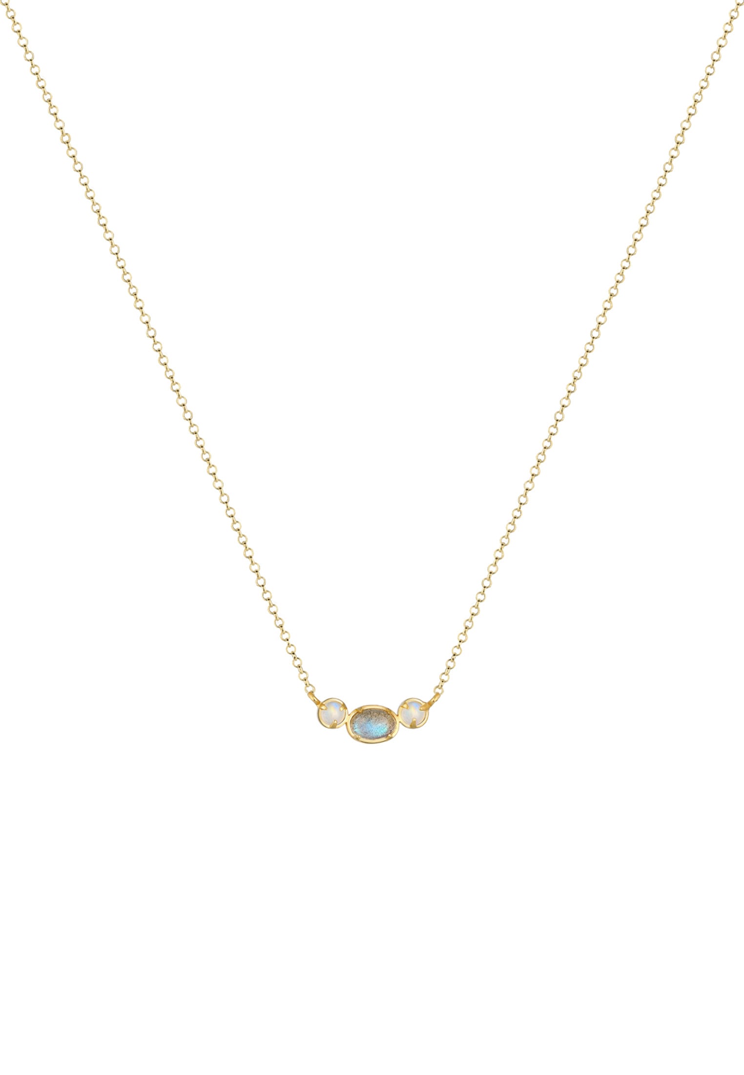 Elli Premium Collierkettchen »Mondstein Labradorit 375 Gelbgold«