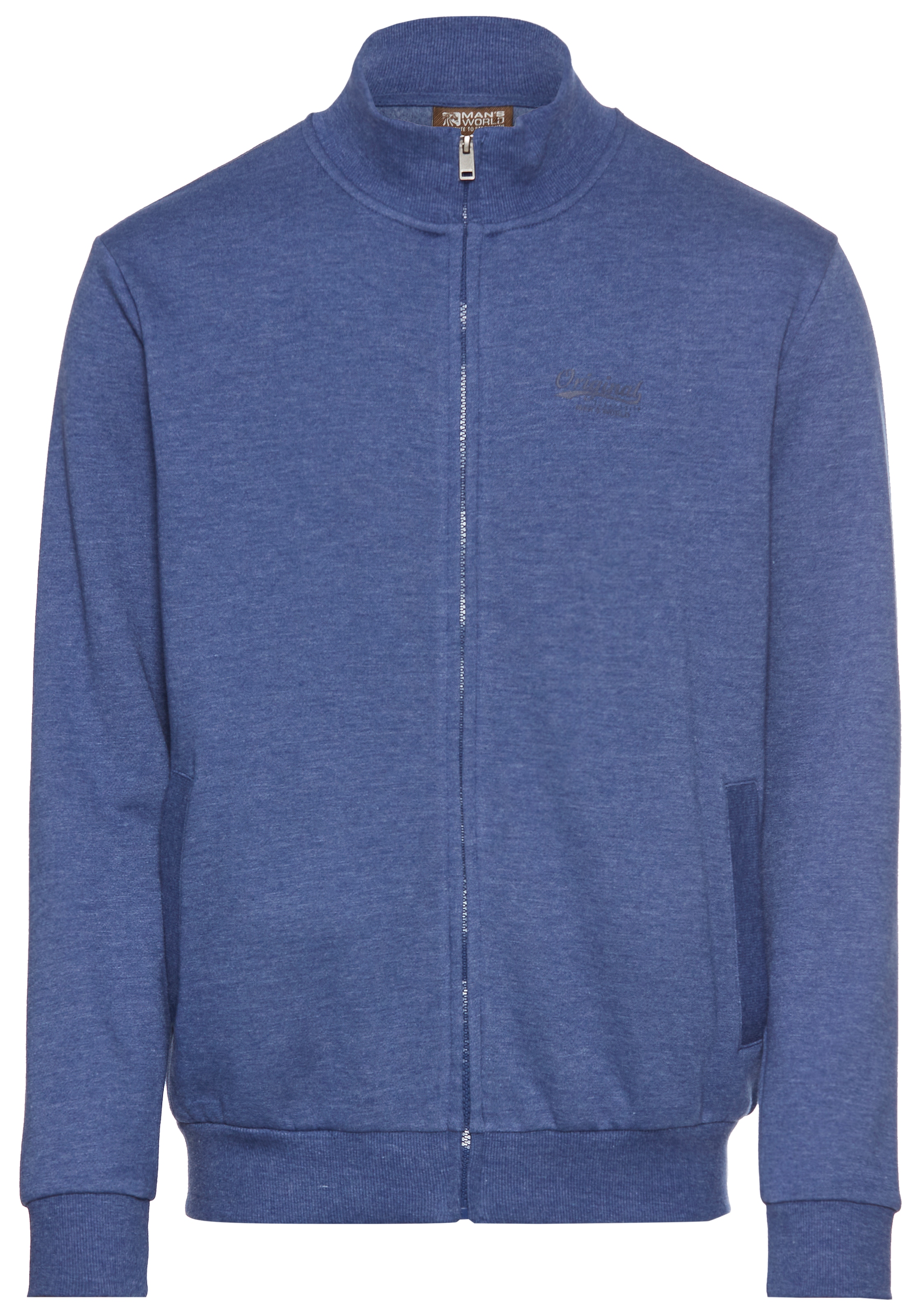Man's World Sweatjacke, Stehkragen und dezentem Logodruck